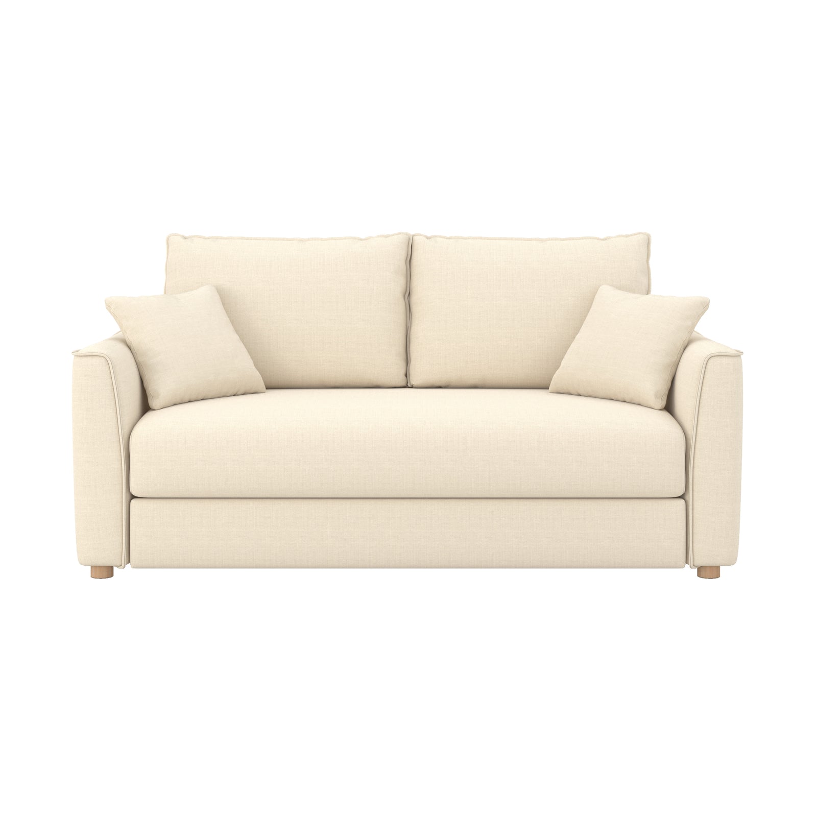 canape convertible 2 places olympe en tissu texture beige fond blanc