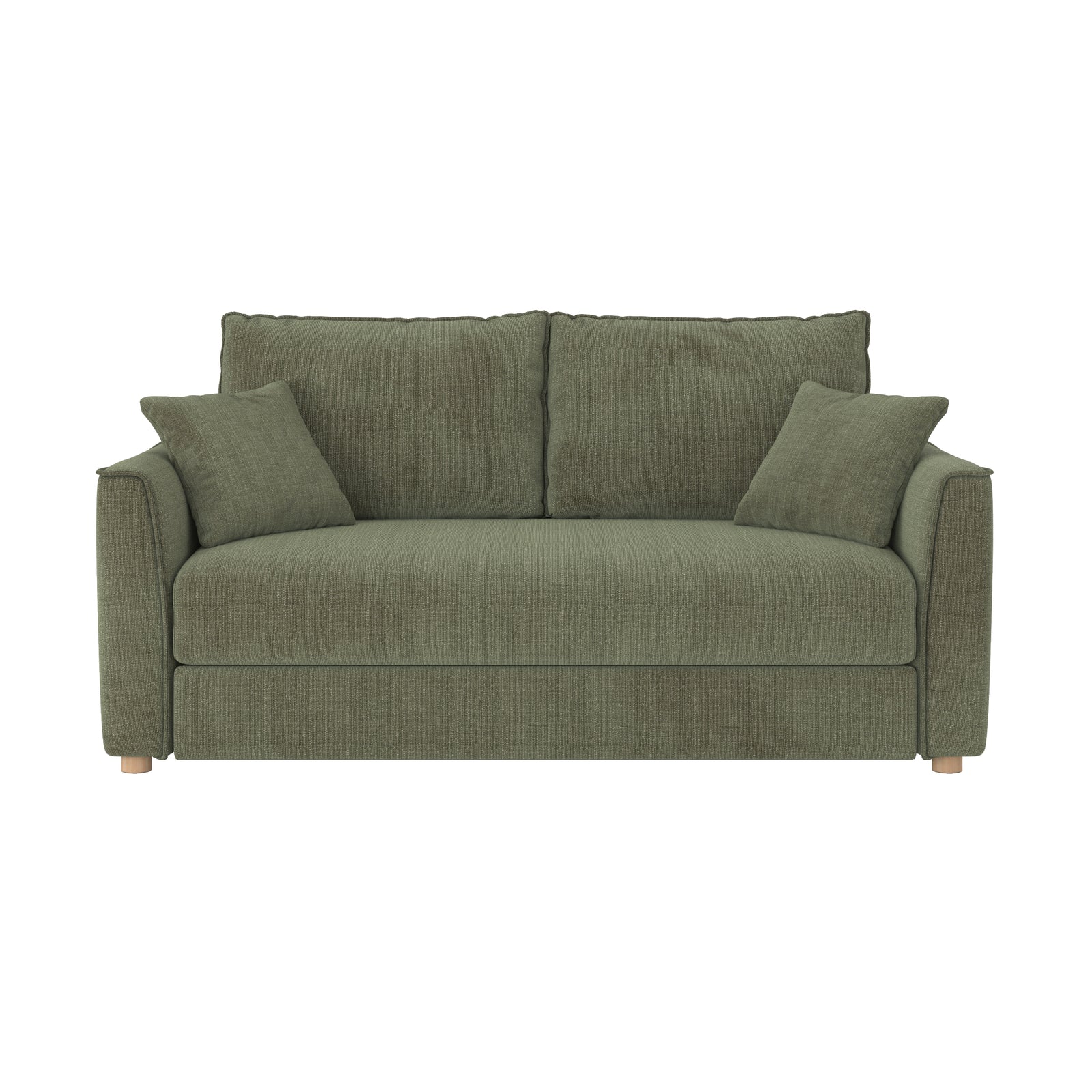 canape convertible 2 places olympe en tissu texture vert kaki fond blanc