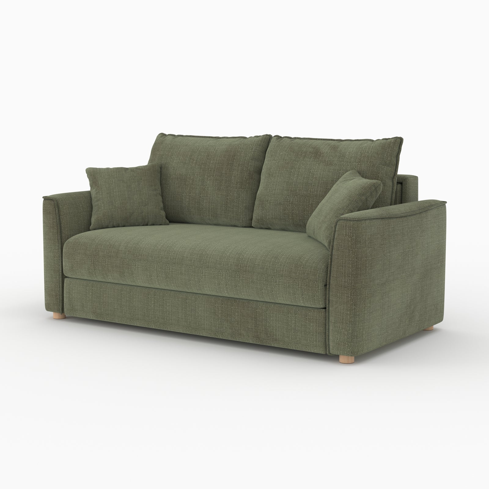 canape convertible 2 places olympe en tissu texture vert kaki