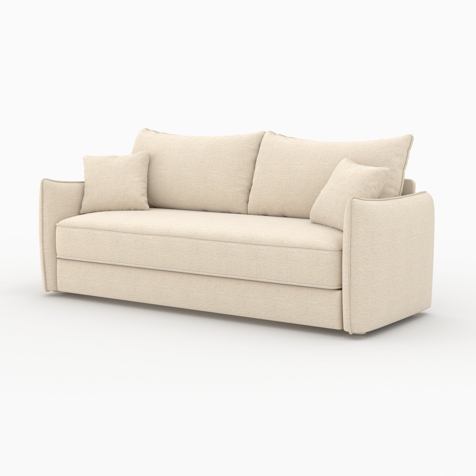 canape convertible 3 places celeste en tissu effet lin blanc casse