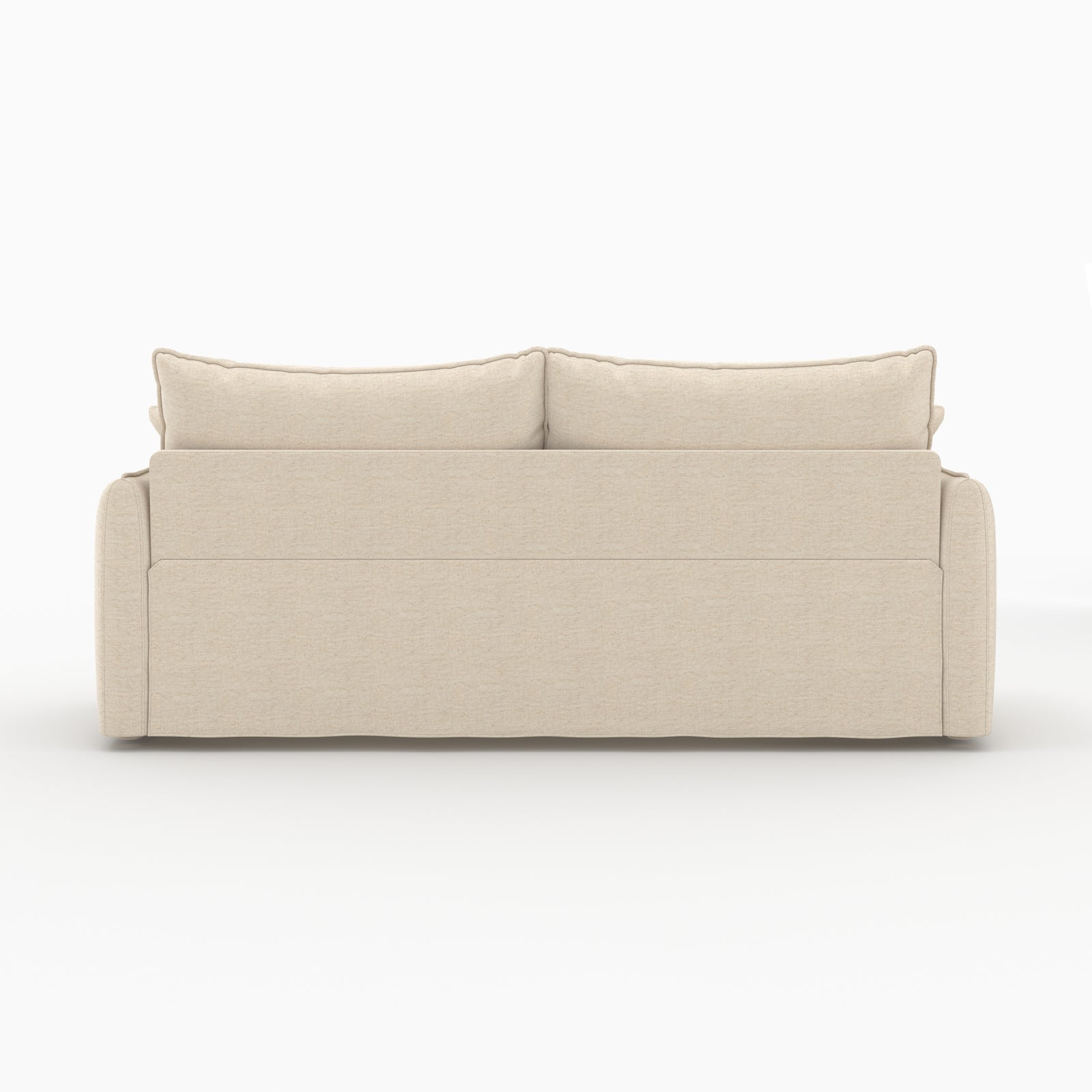 canape convertible 3 places celeste tissu effet lin blanc casse