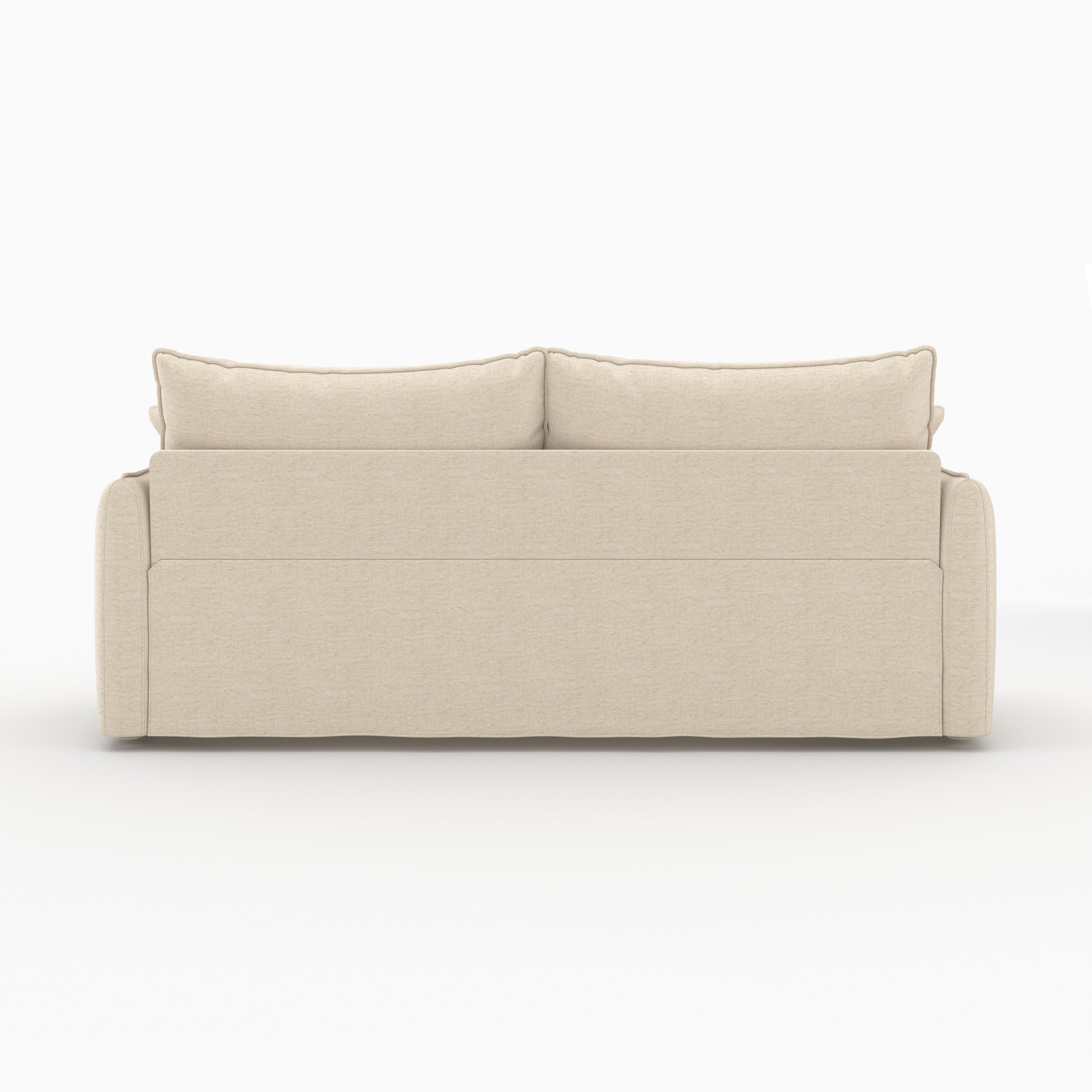 canape convertible 3 places celeste tissu effet lin blanc casse