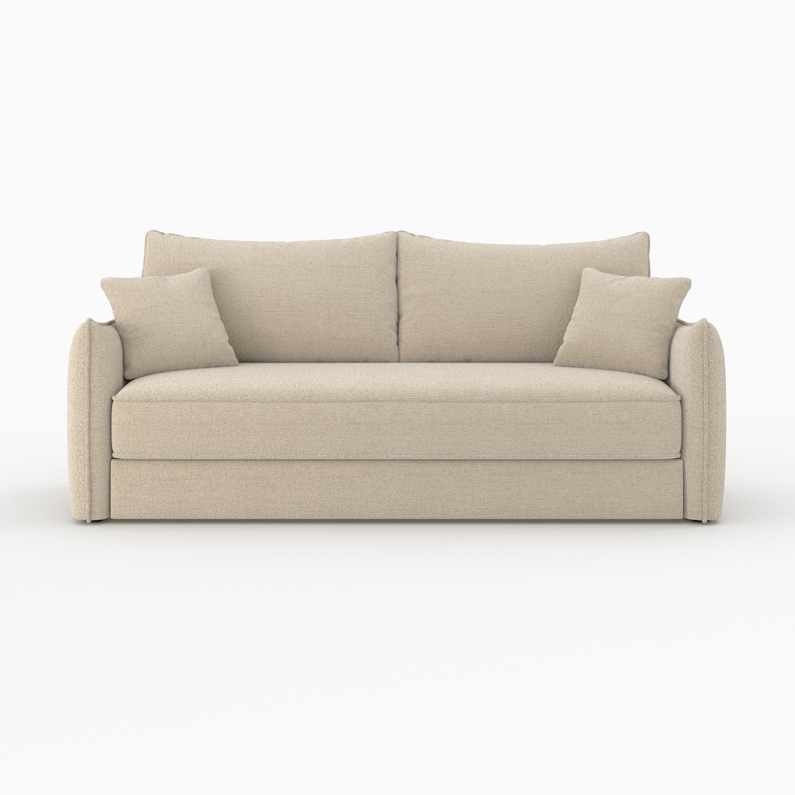 canape convertible 3 places en tissu effet lin beige celeste