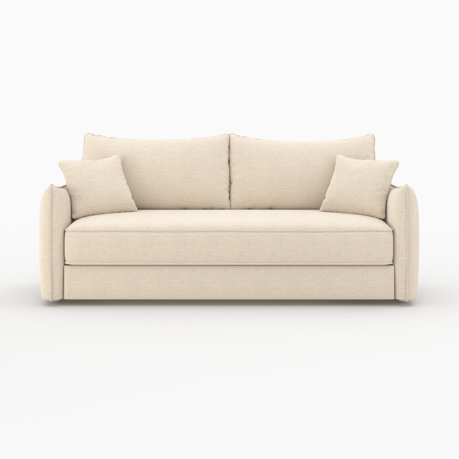 canape convertible celeste 3 places en tissu effet lin blanc casse