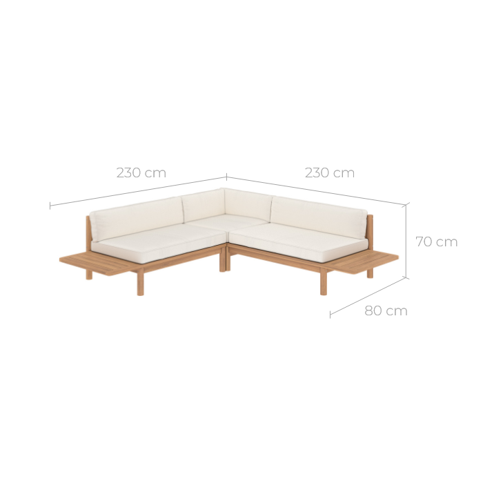 canape d angle de jardin en bois de teck massif et tissu nadil
