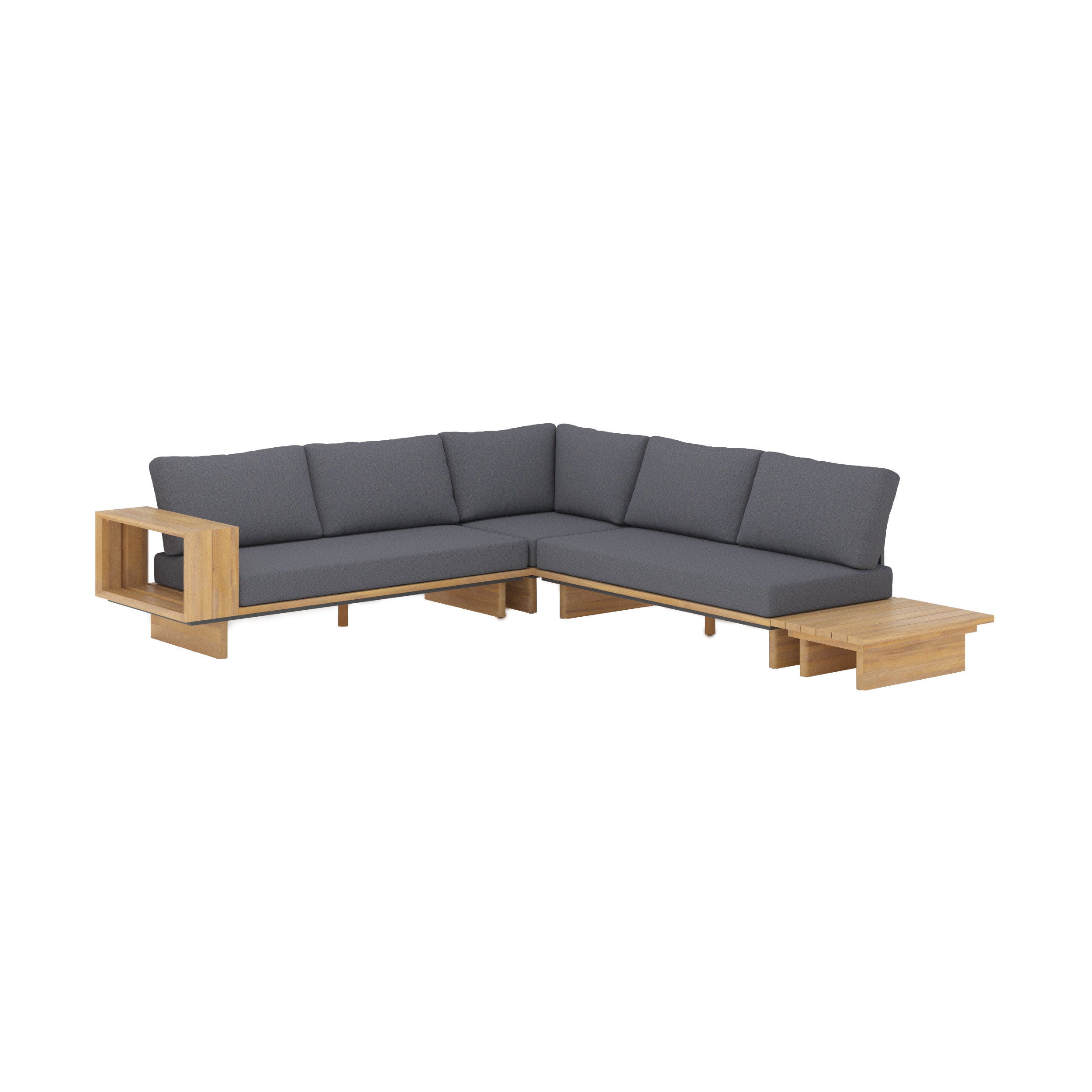 canape d angle de jardin seya bois et tissu gris 4 places fond blanc