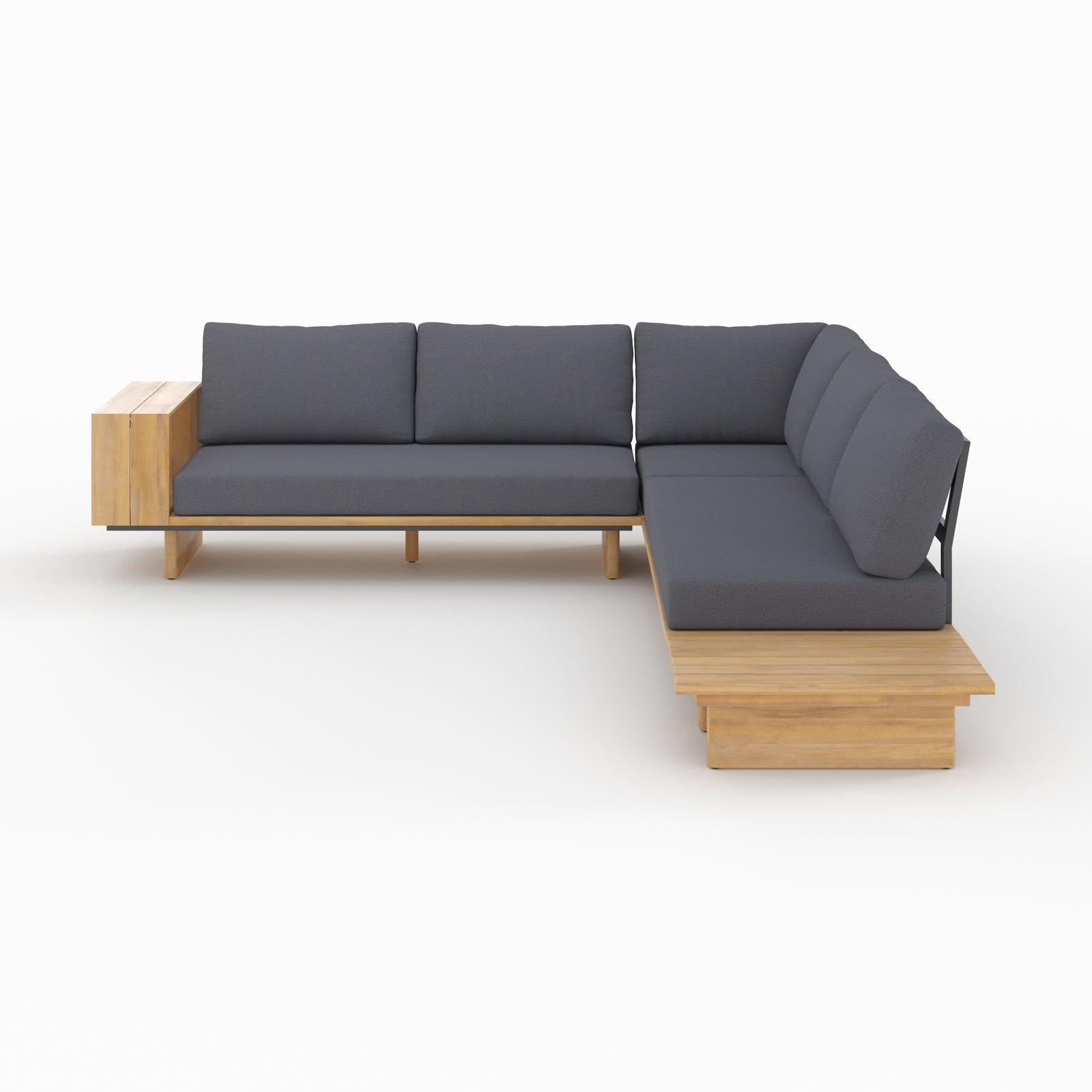 canape d angle de jardin seya bois et tissu gris 4 places