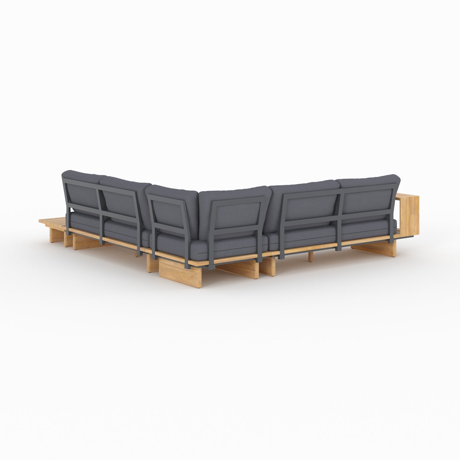 canape d angle de jardin seya bois tissu gris 4 personnes