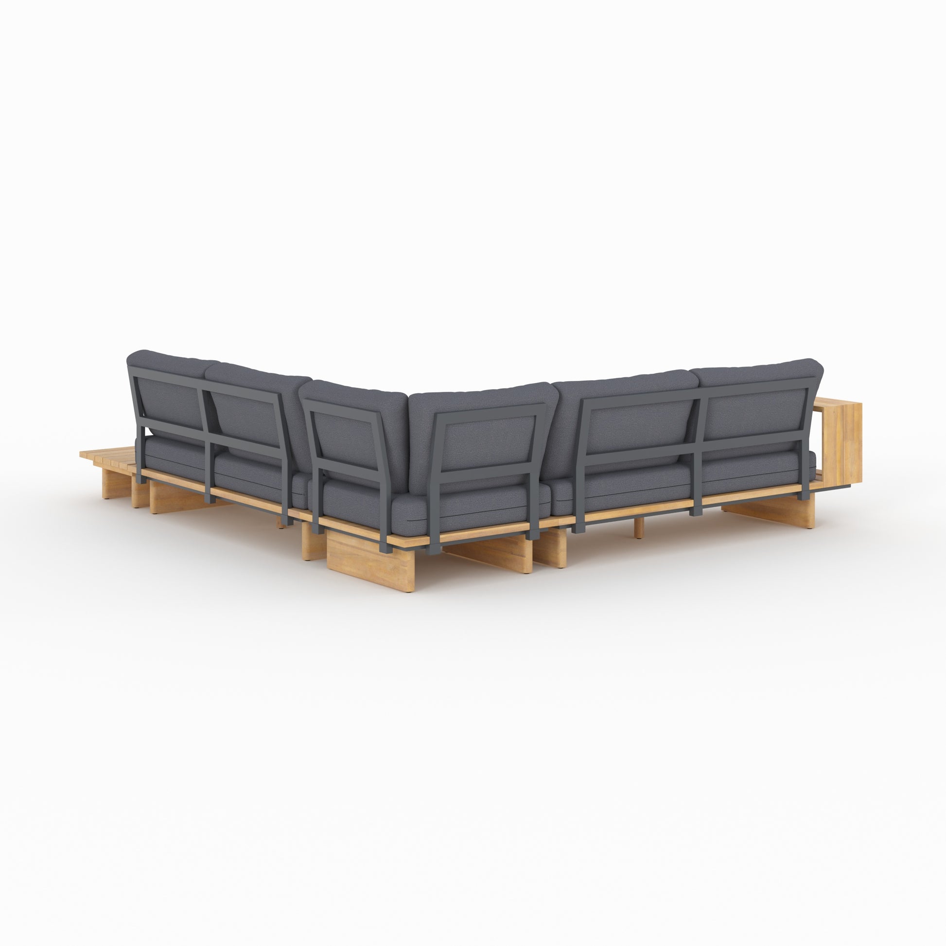 canape d angle de jardin seya bois tissu gris 4 personnes
