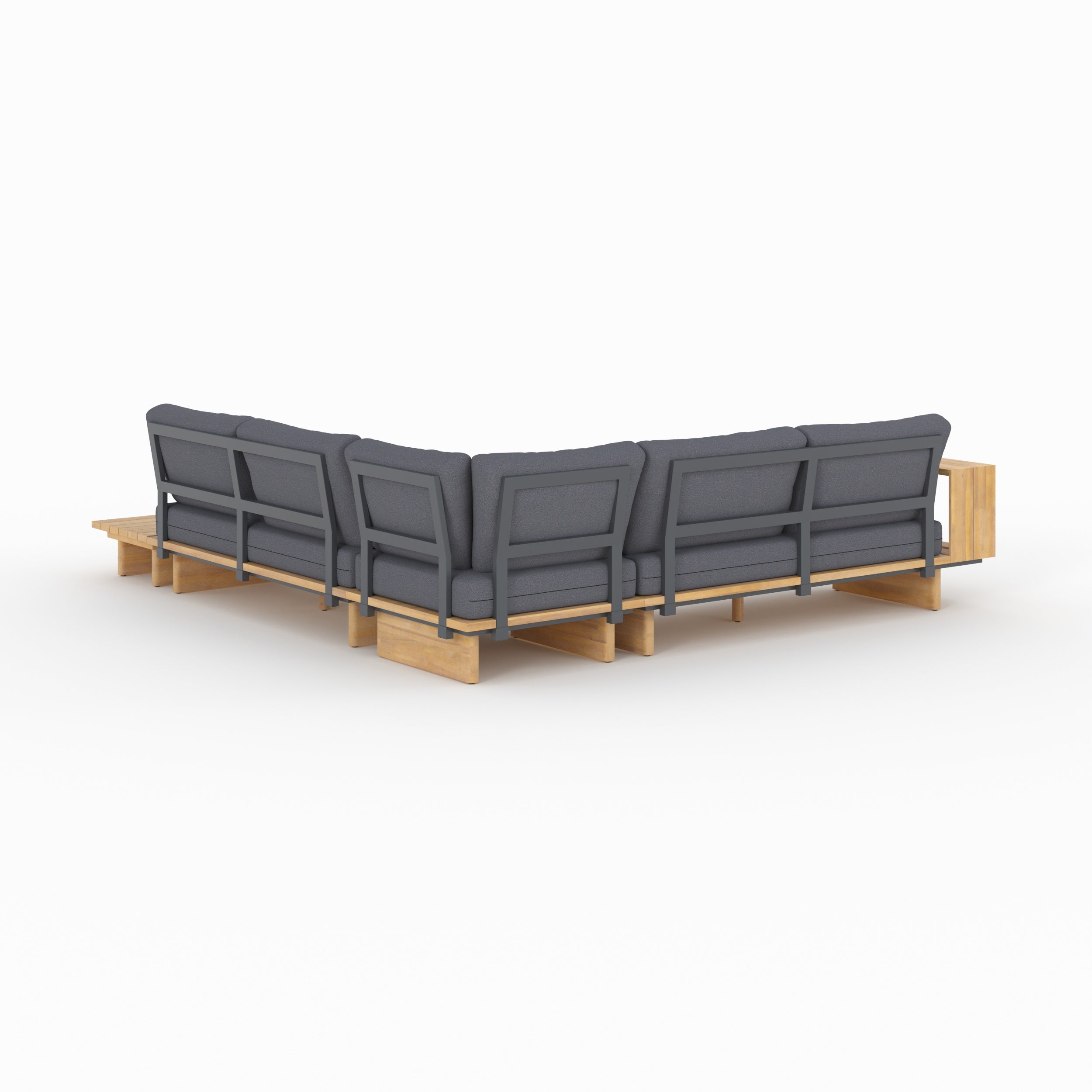 canape d angle de jardin seya bois tissu gris 4 personnes