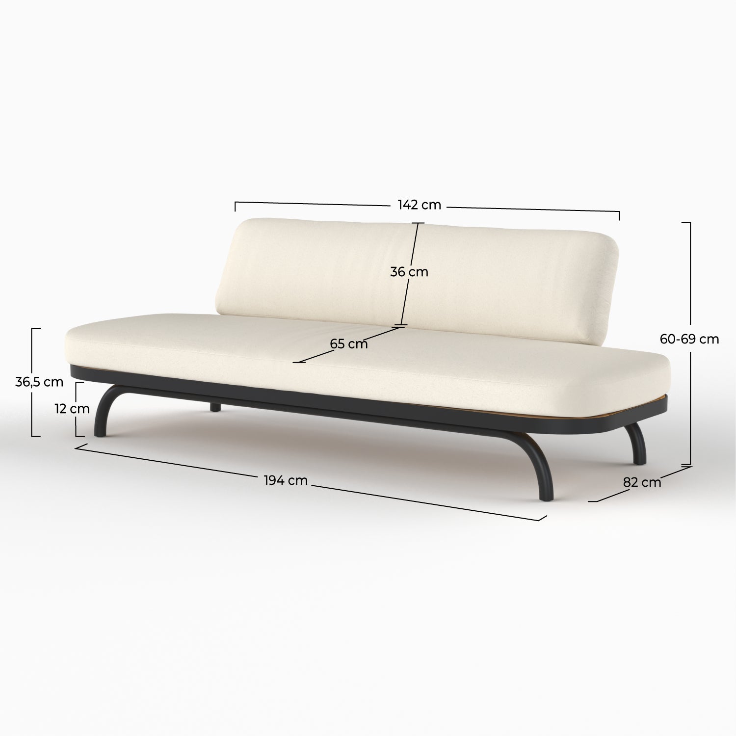 canape de jardin 3 places en tissu blanc casse samba