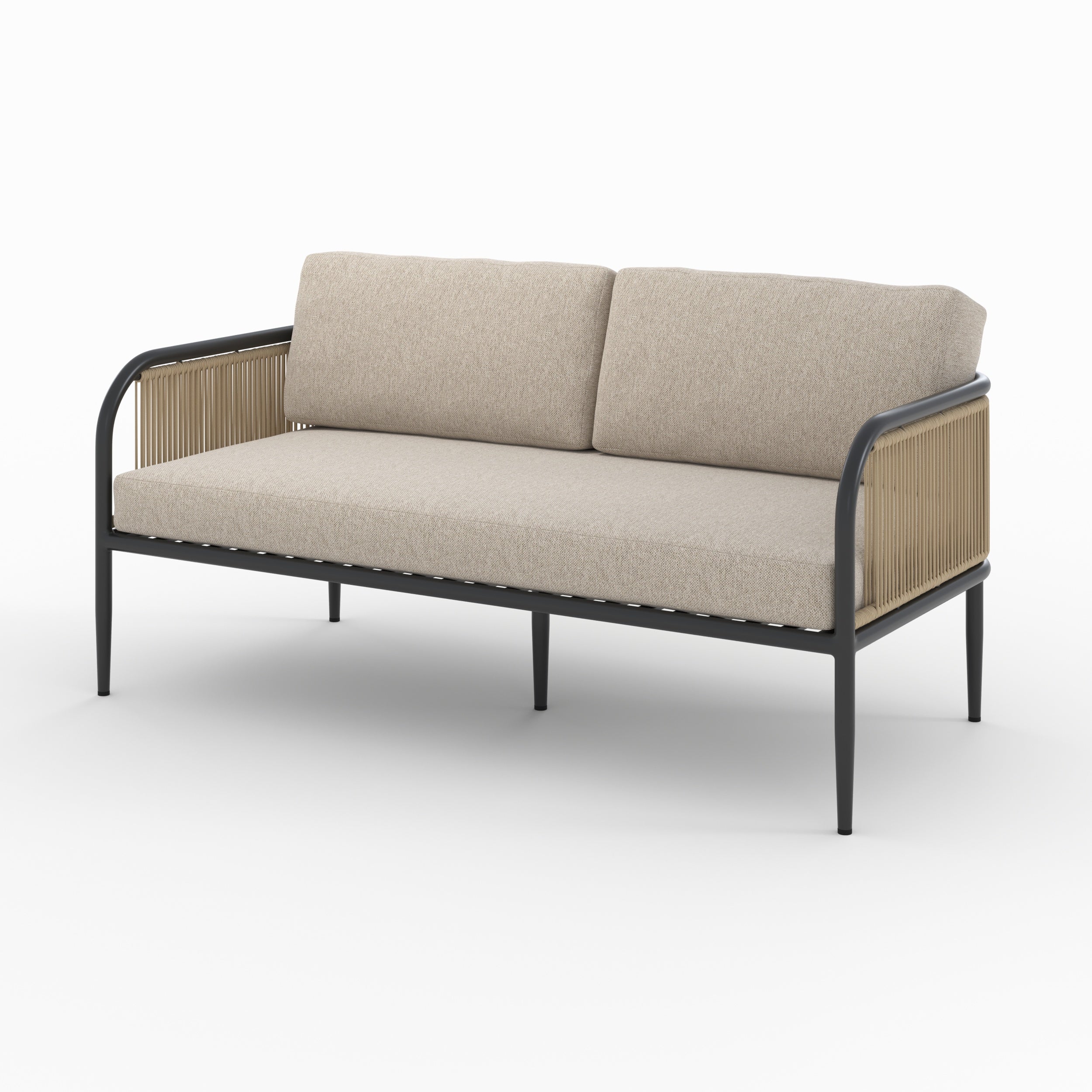 canape de jardin en acier et tissu beige wilo