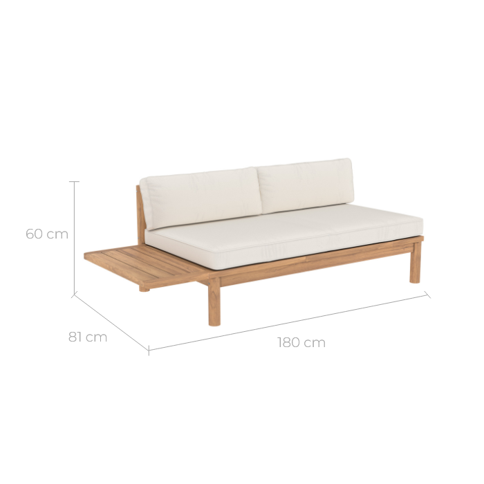 canape de jardin en bois de teck et tissu 2 places nadil