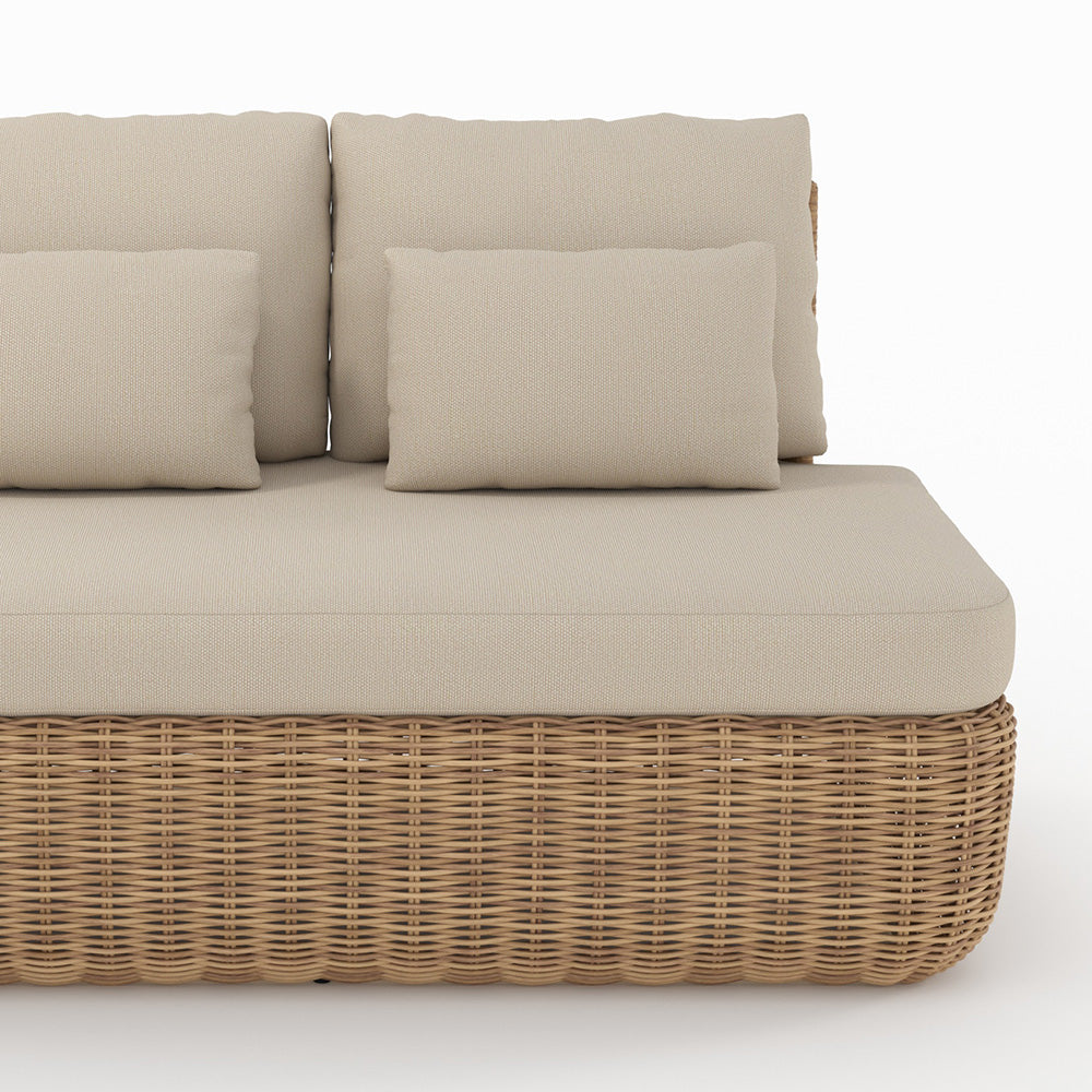 canape de jardin sky en rotin synthetique et tissu beige 2 personnes