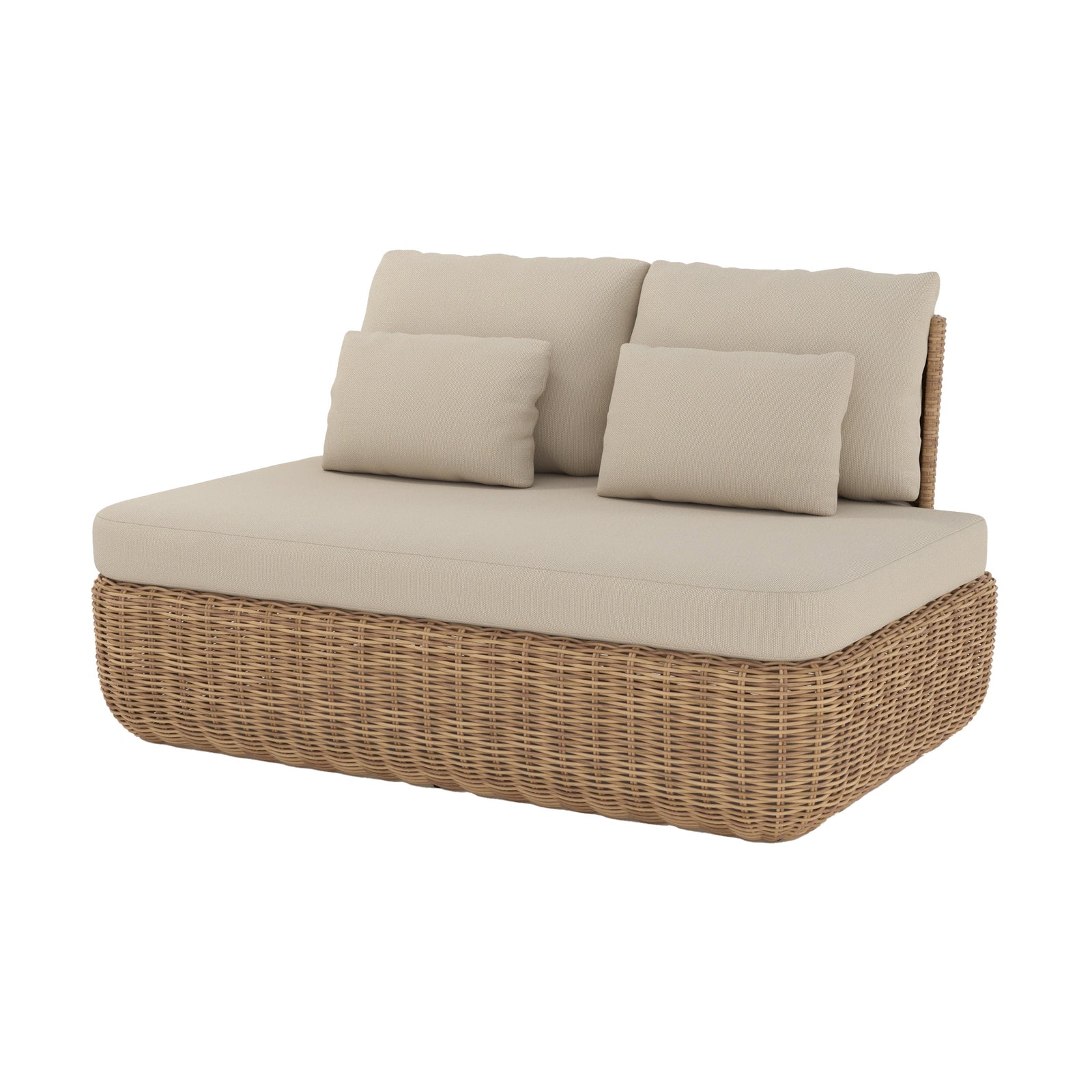 canape de jardin sky en rotin synthetique et tissu beige 2 places fond blanc