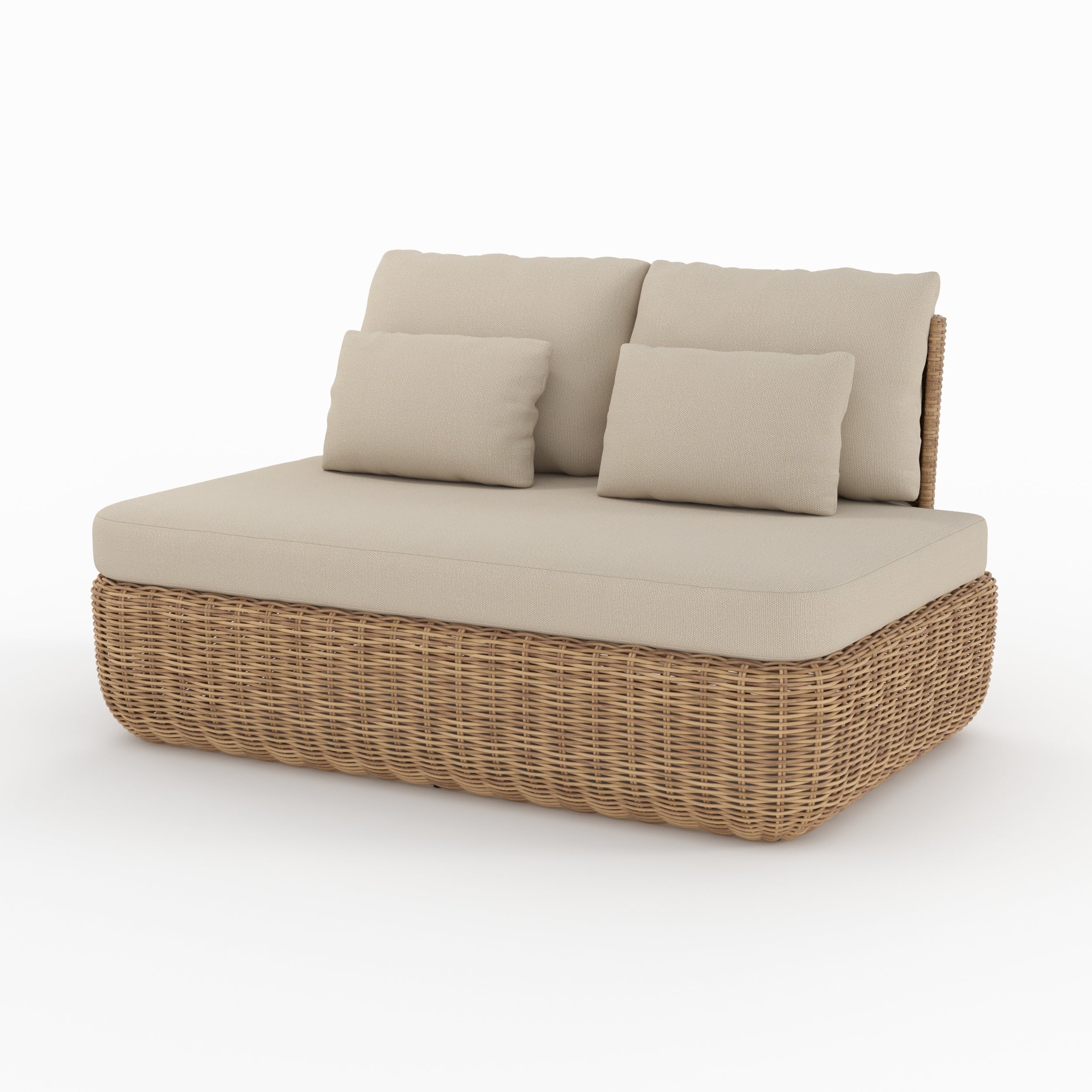 canape de jardin sky en rotin synthetique et tissu beige 2 places