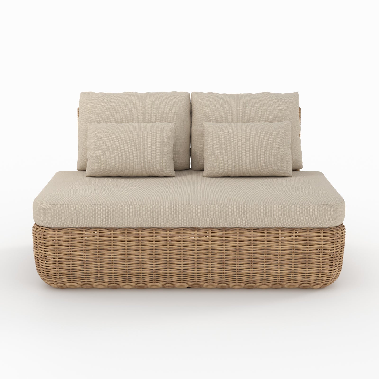 canape de jardin sky rotin synthetique et tissu beige 2 places