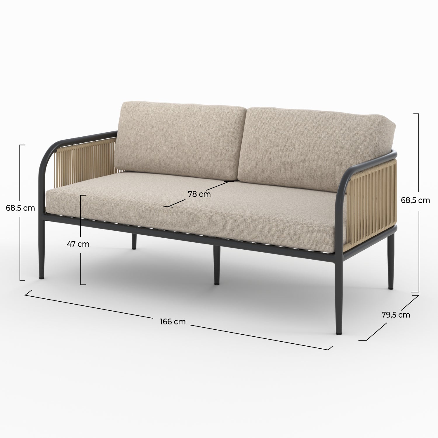 canape de jardin wilo en acier et tissu beige