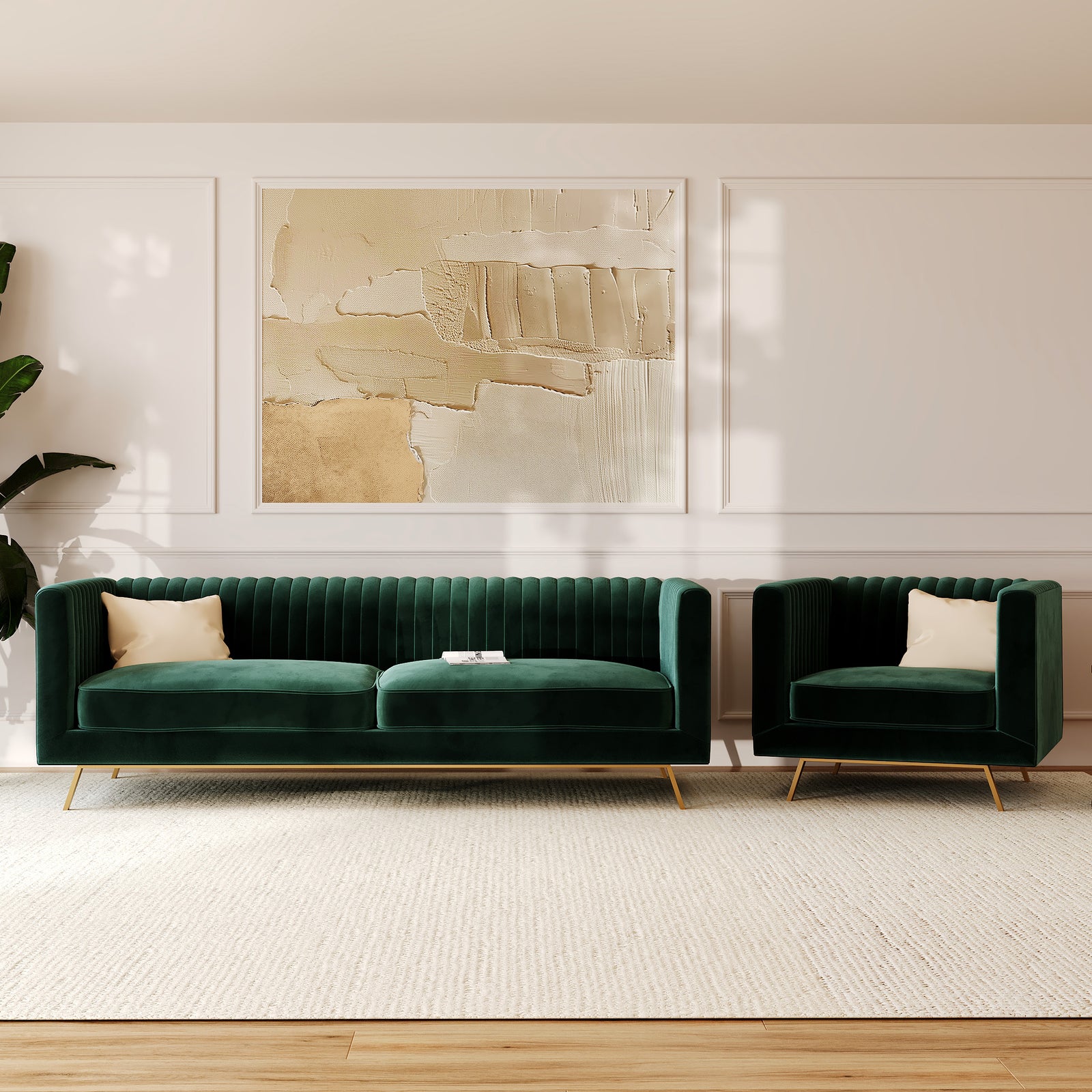 canape et fauteuil en velours vert gatsby
