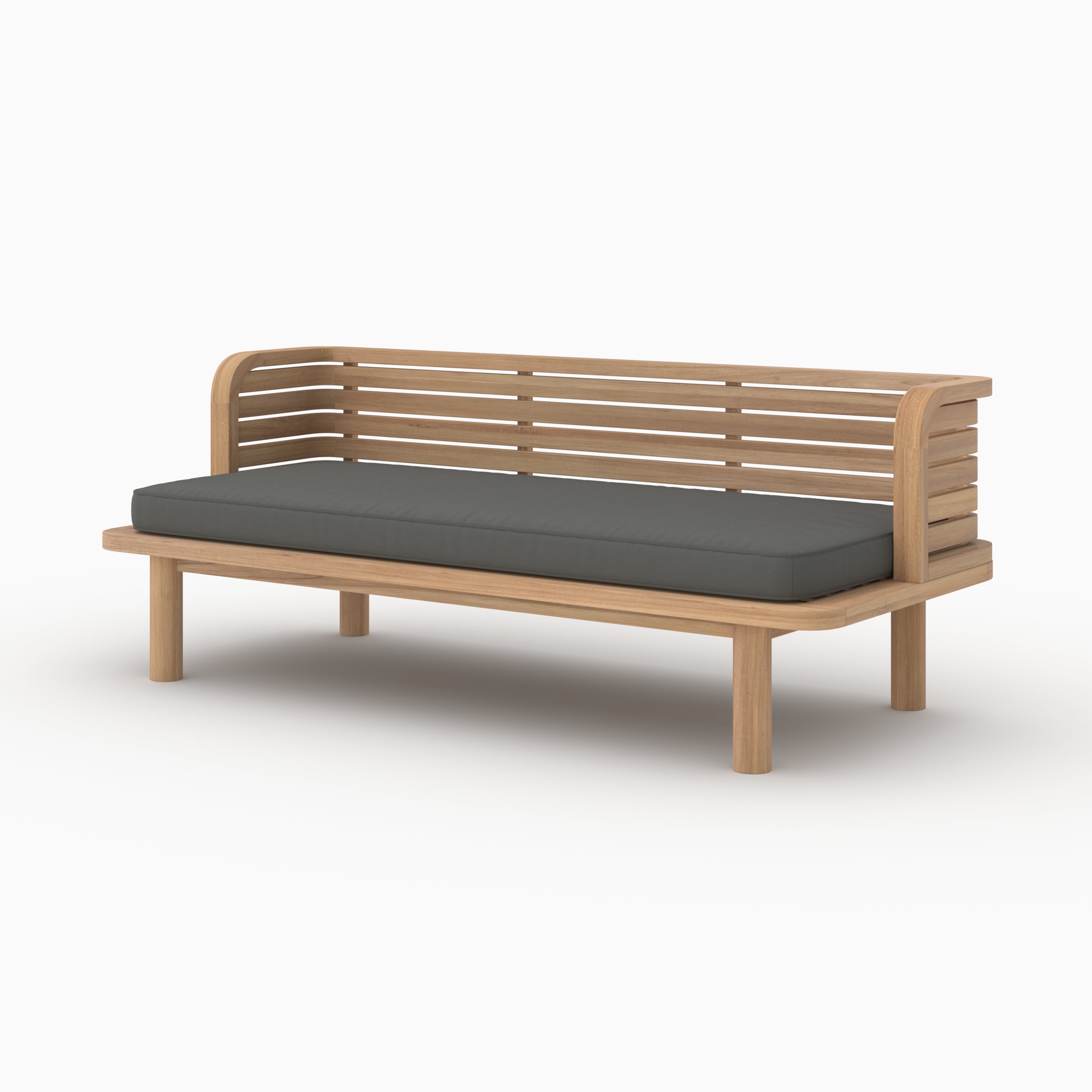 Canapé et fauteuil de jardin Kilda 3 places en teck massif, tissu gris