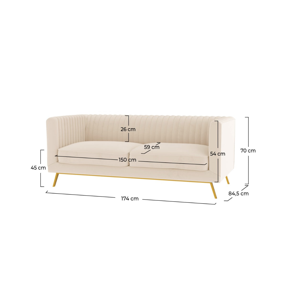 canape gatsby 2 places en velours beige