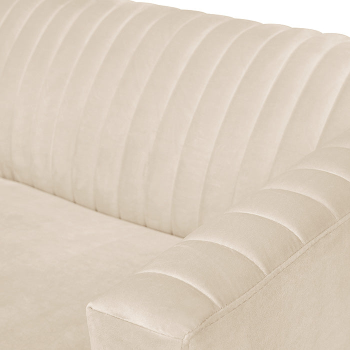 canape gatsby 3 places en velours beige pieds dore