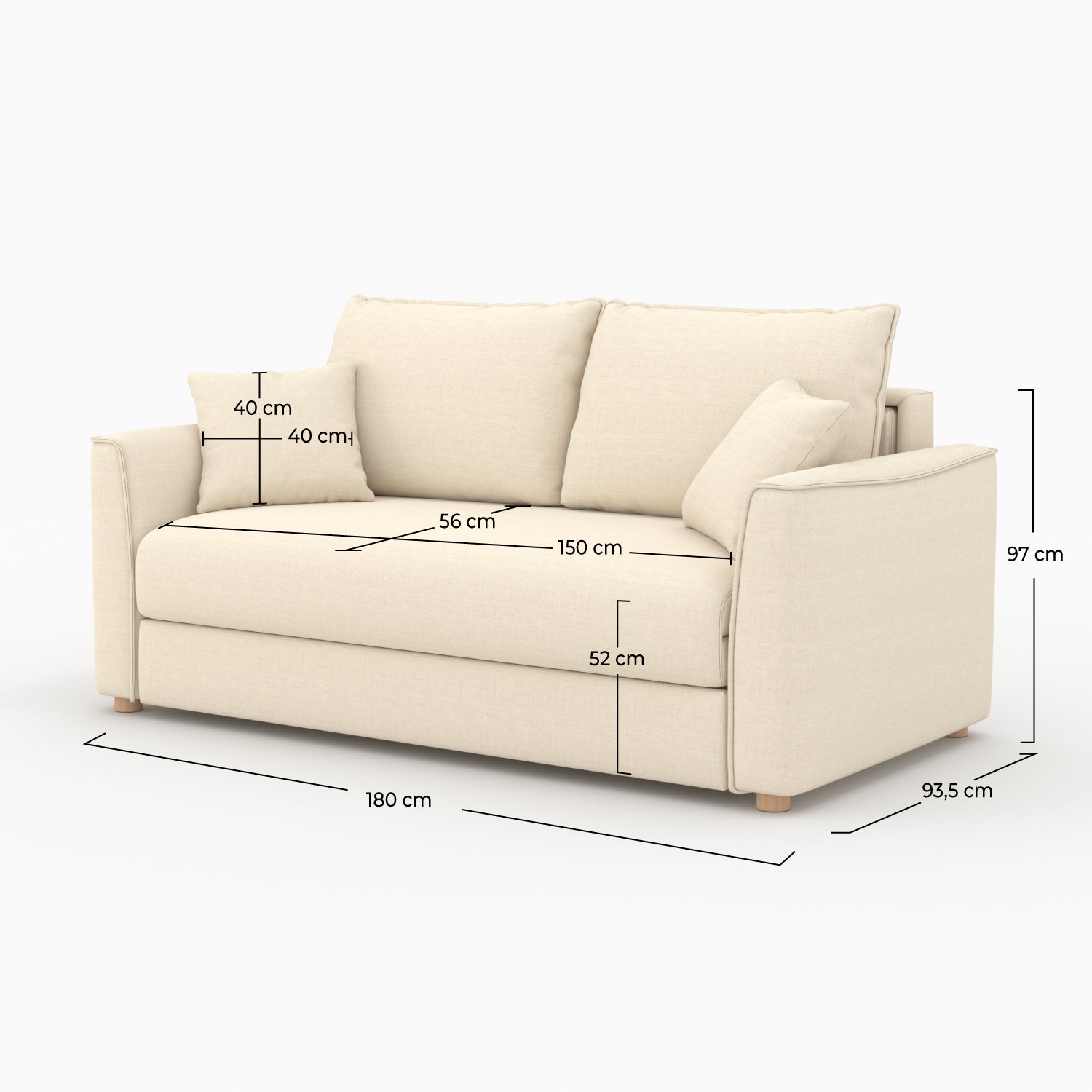 canape lit 2 places en tissu texture beige olympe canape convertible