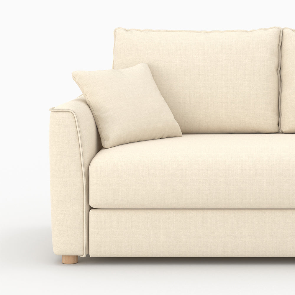 canape lit 2 places en tissu texture beige olympe convertible