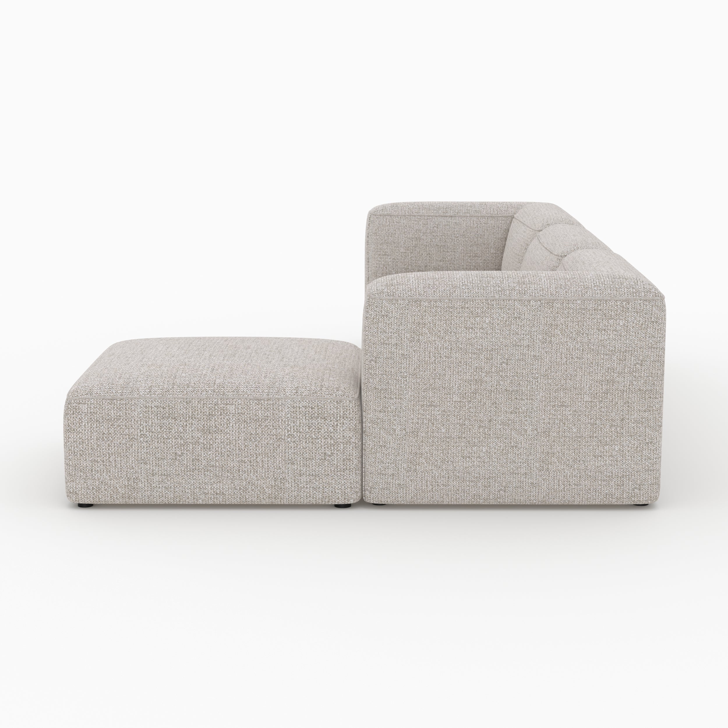 Canapé modulable Mina en tissu beige 3 places avec pouf