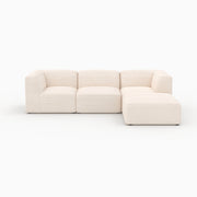 Canapé modulable Mina en velours blanc 3 places avec pouf
