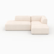 Canapé d'angle droit modulable Mina en velours côtelé blanc 4 places