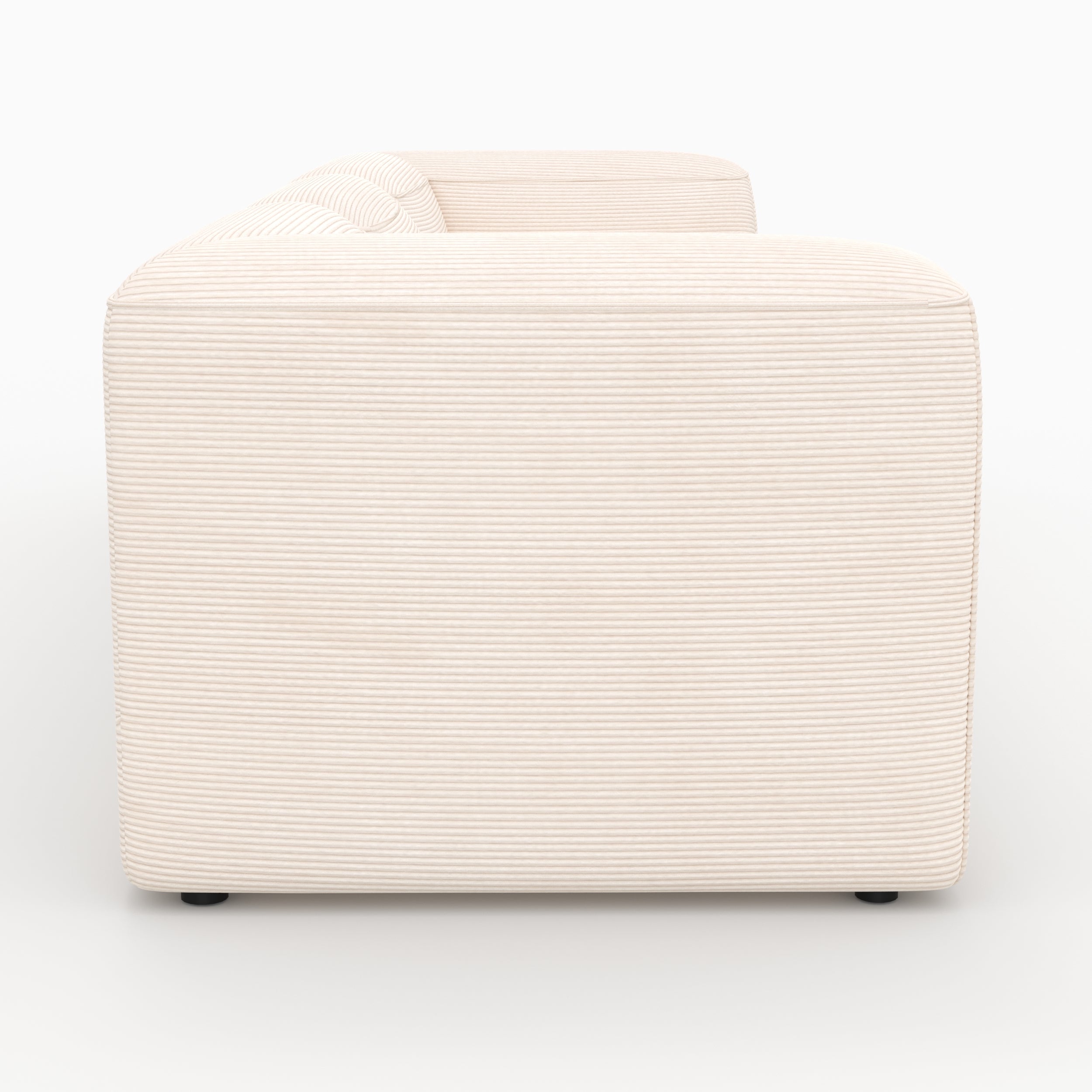 Canapé modulable Mina en velours côtelé blanc cassé 3 places