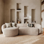 Modularer Ecksofa Nova für 4 Personen aus meliertem beige Stoff