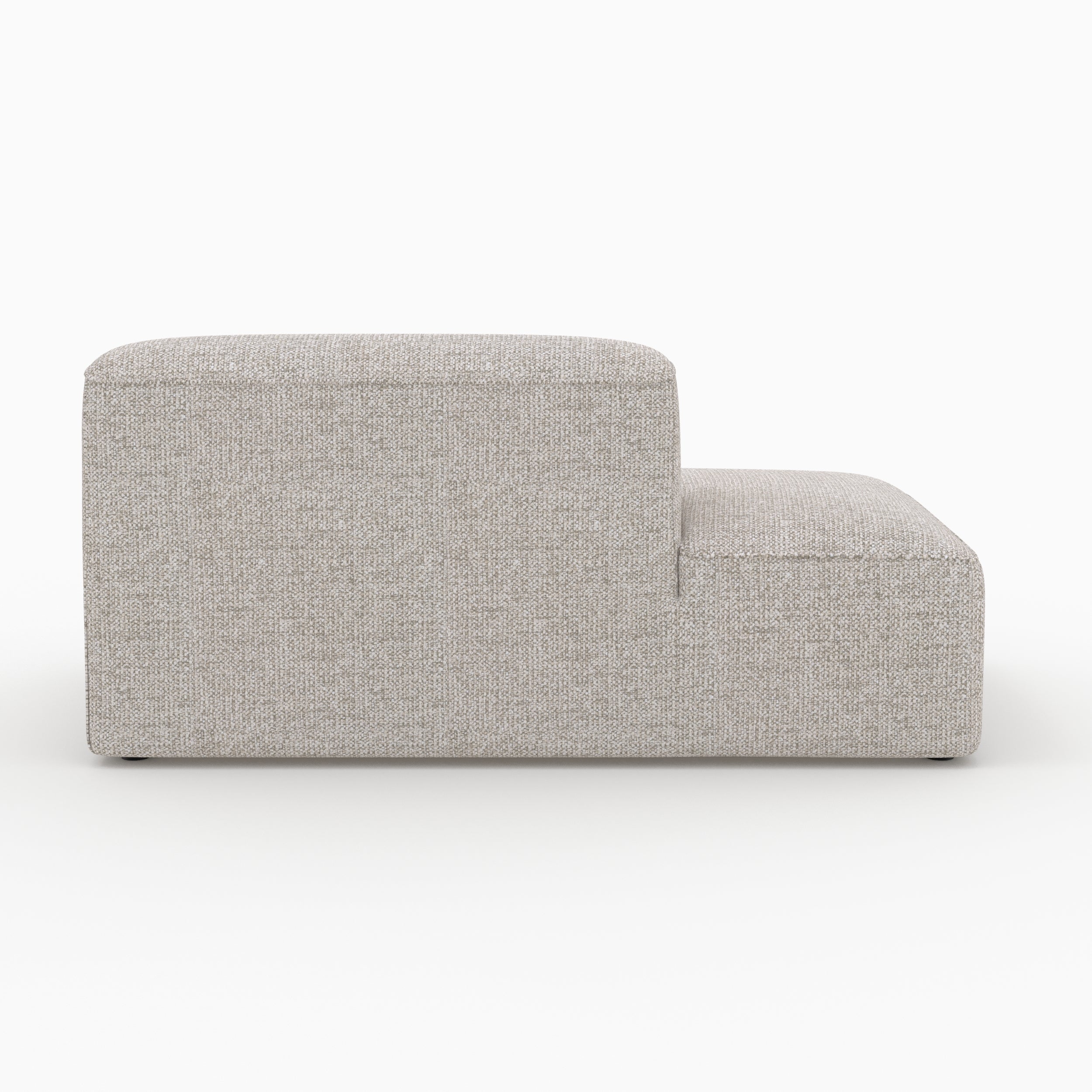 Canapé d'angle droit modulable Hestia, tissu beige 4 places, 2 poufs