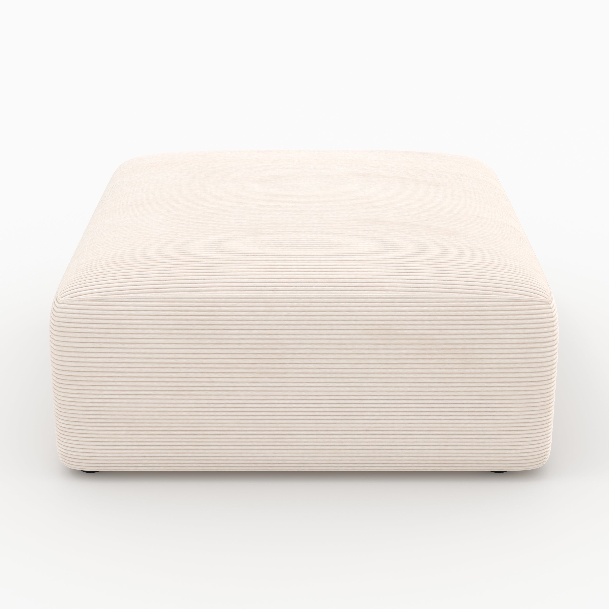 Pouf Mina quadrato per divano modulare in velluto bianco sporco