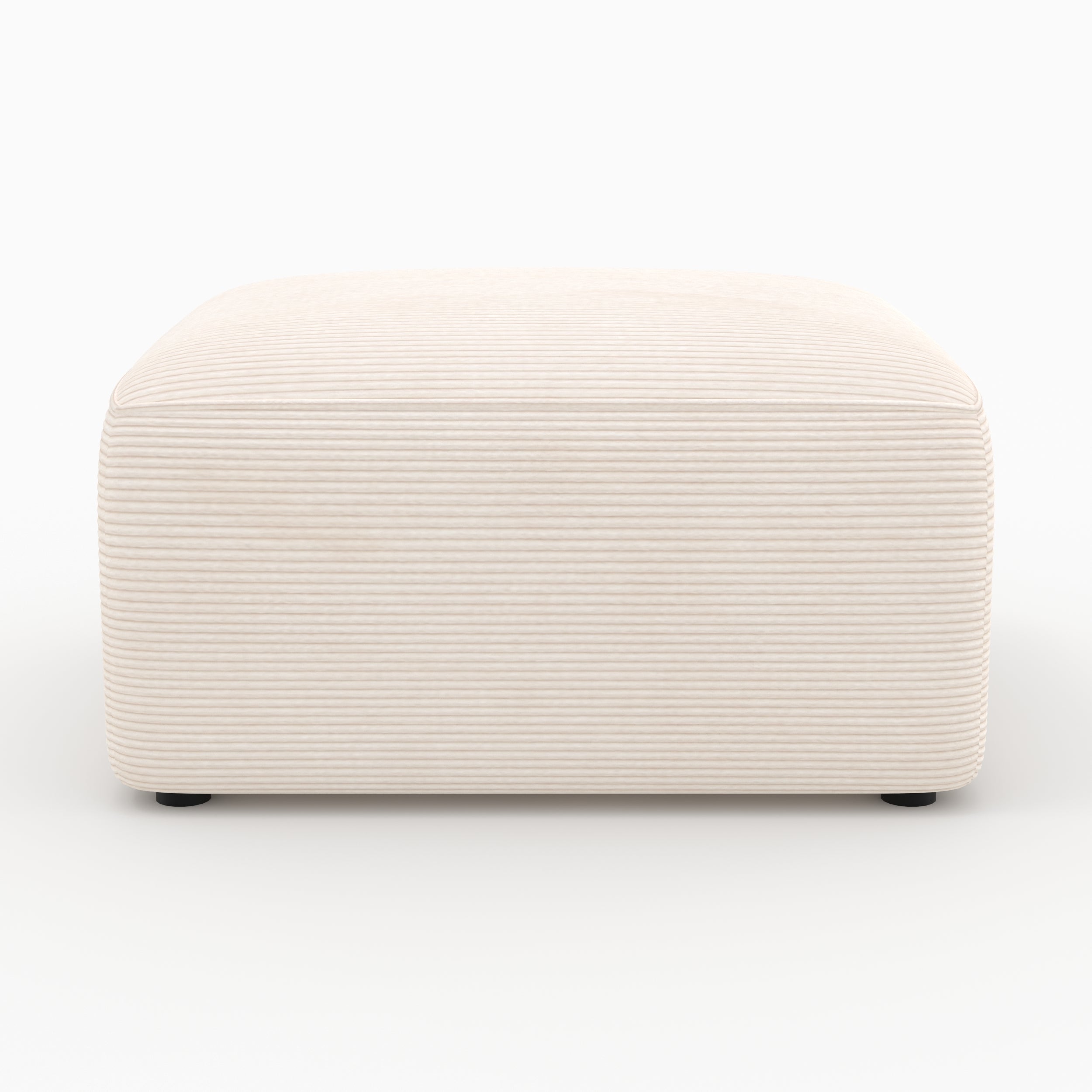 Pouf Mina rettangolare per divano modulare in velluto bianco sporco
