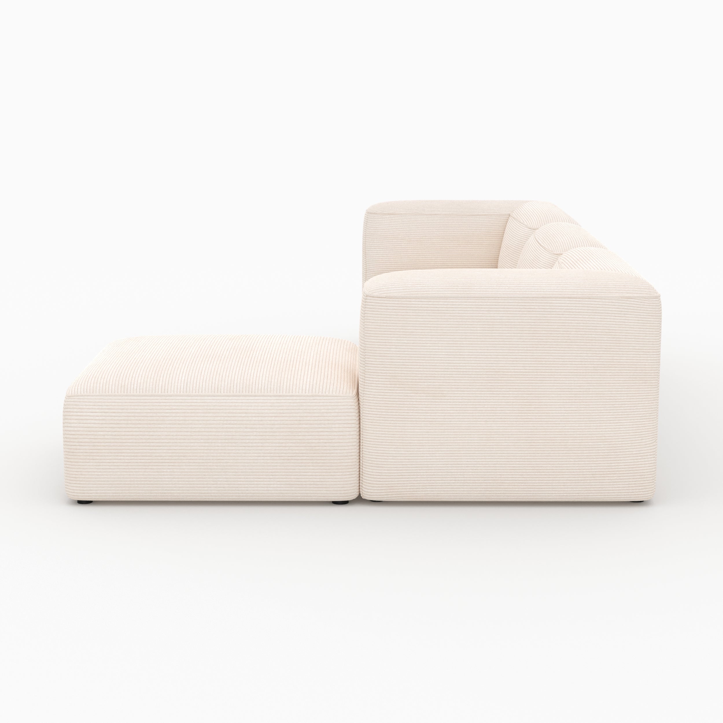 Canapé modulable Mina en velours blanc 3 places avec pouf