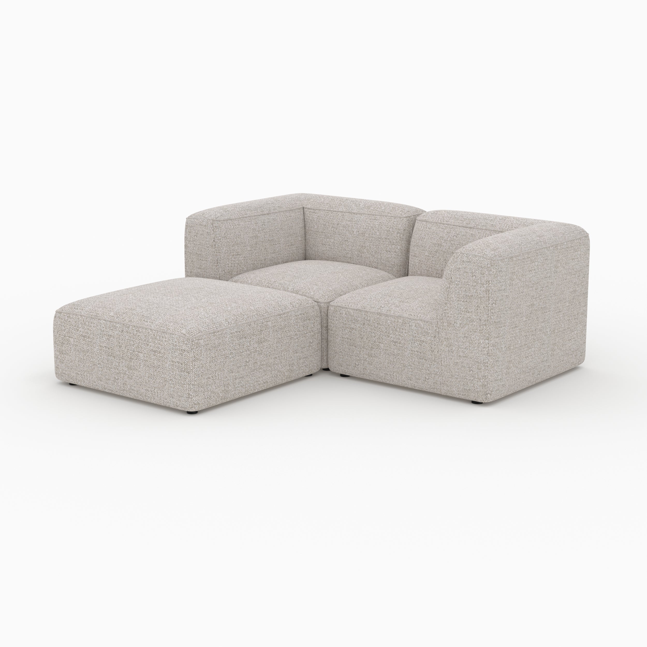 Canapé modulable Hestia en tissu beige 2 places avec pouf