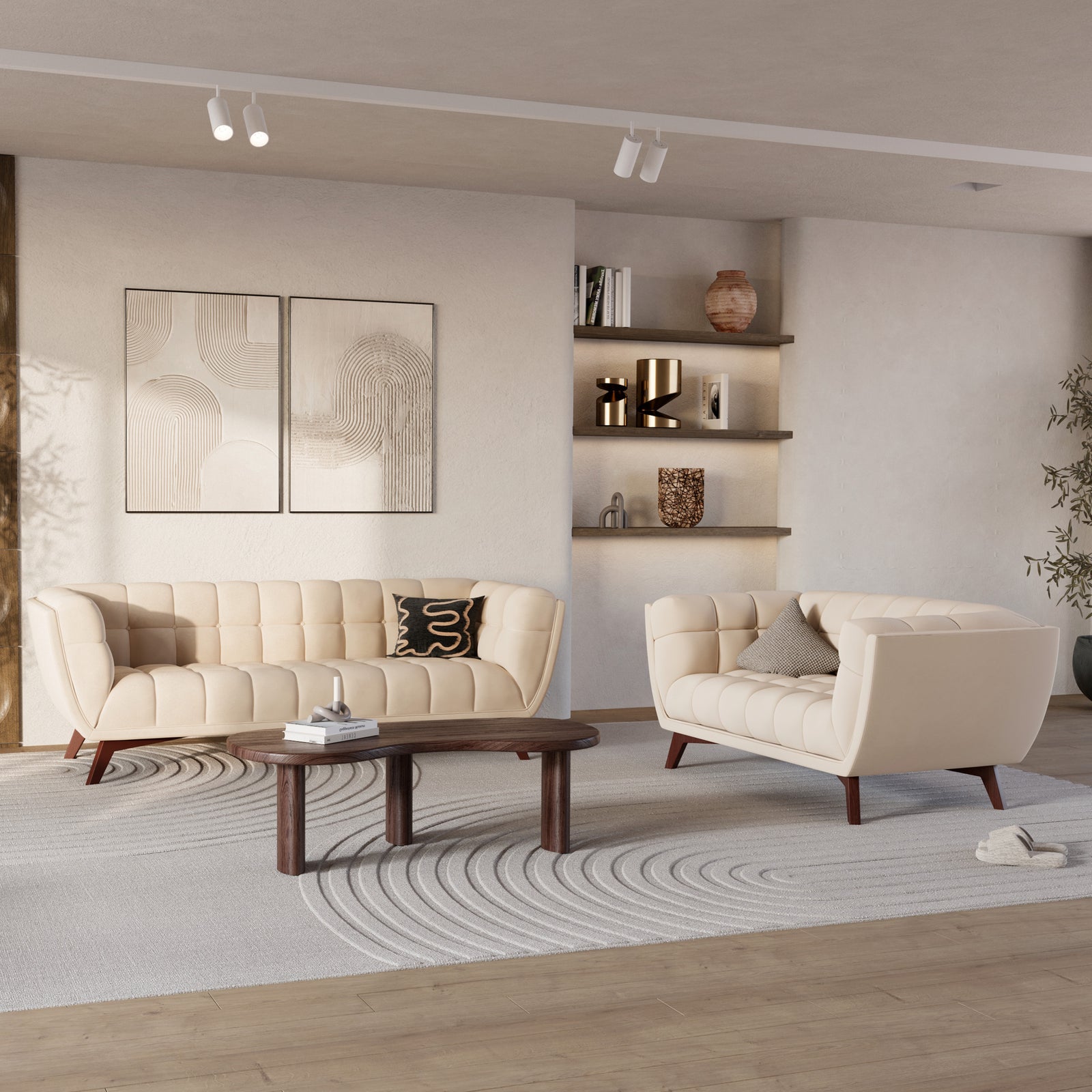 canape velours beige mona 3 personnes