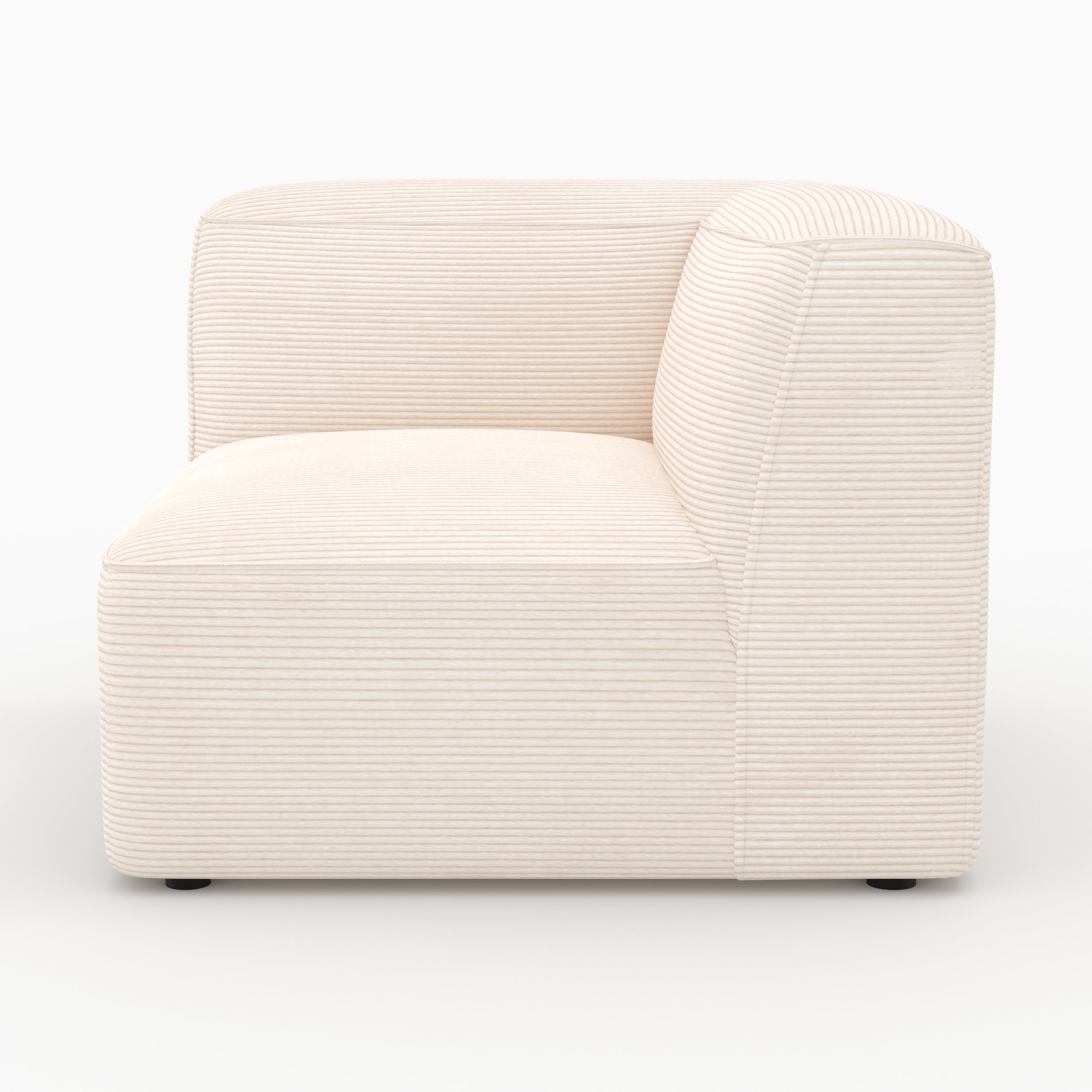 Canapé modulable Mina en velours blanc 2 places avec pouf