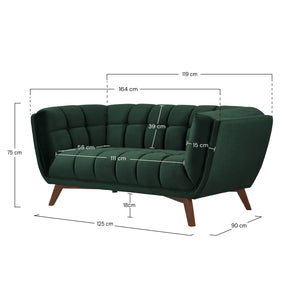 Canapé Mona 2 places en velours vert foncé