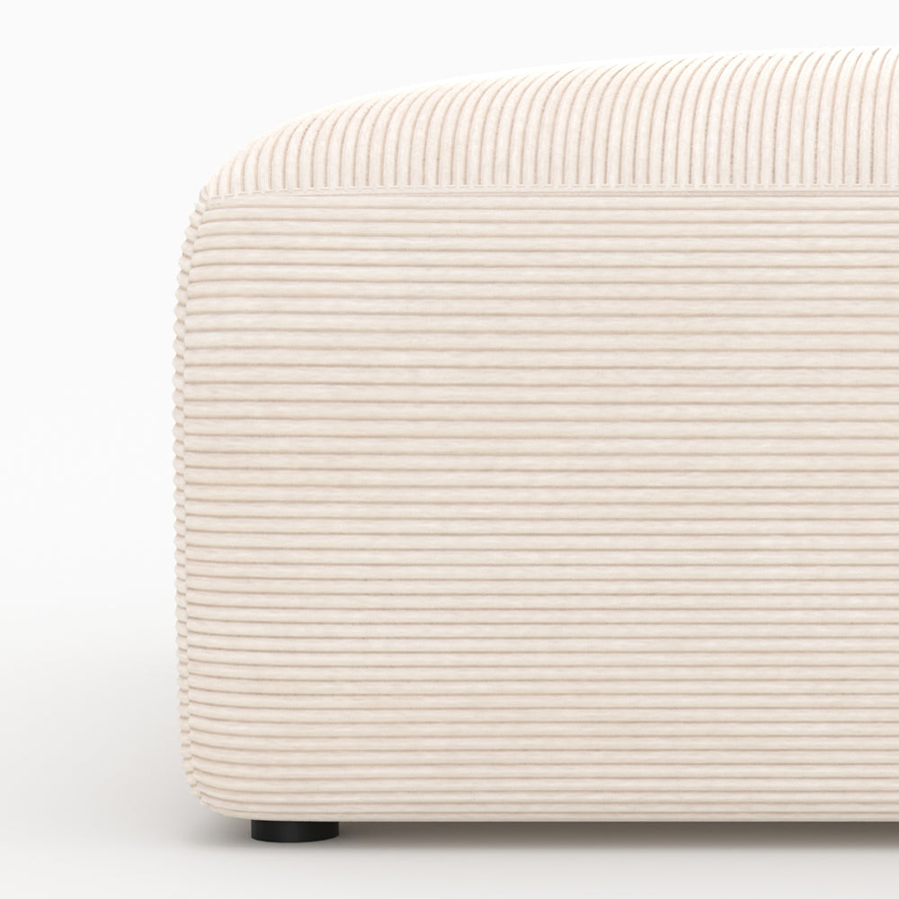 Pouf Mina quadrato per divano modulare in velluto bianco sporco