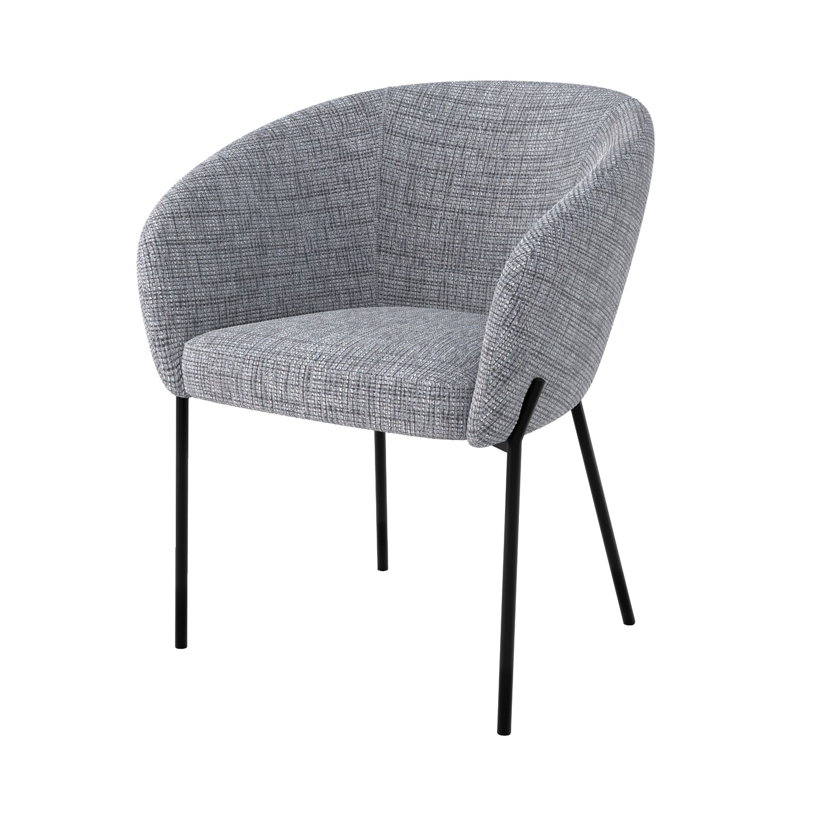 chaise andy en tissu gris chine fond blanc