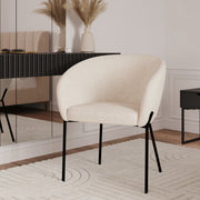 Chaise Andy en tissu blanc chiné