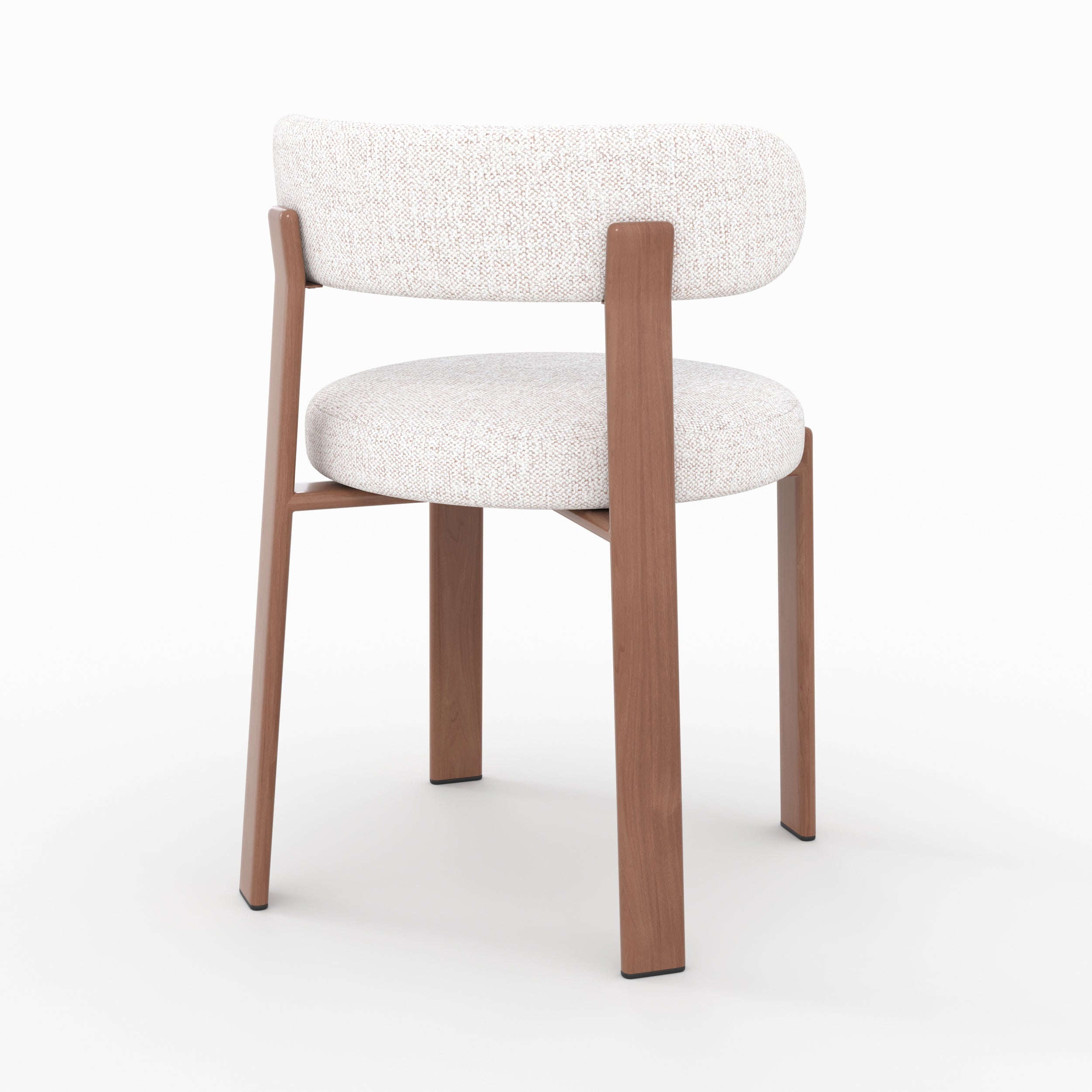 Lot de 2 chaises Aura en tissu texturé blanc cassé, pieds en métal effet bois