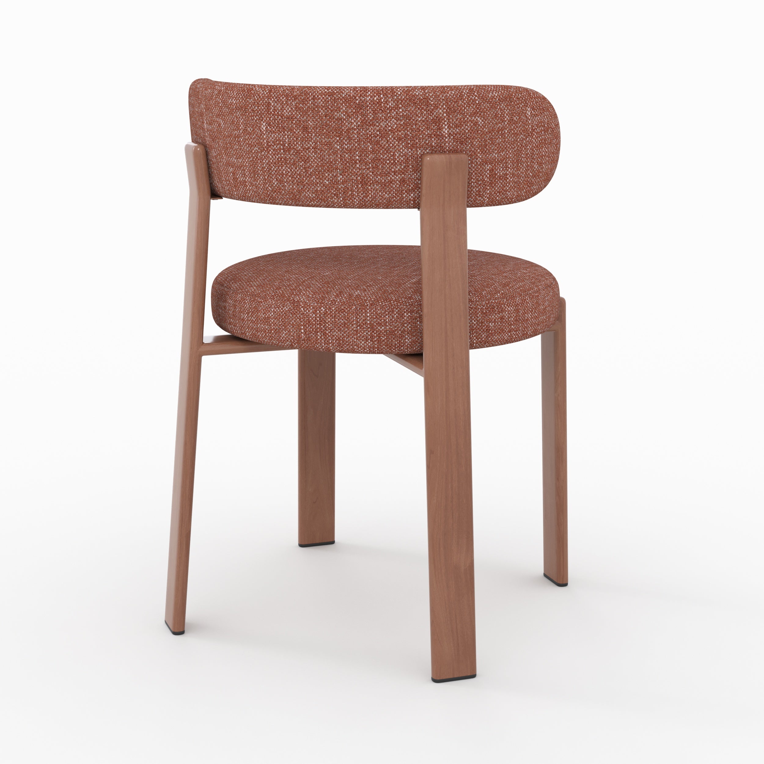 Lot de 2 chaises Aura en tissu texturé brun canelle, pieds en métal effet bois