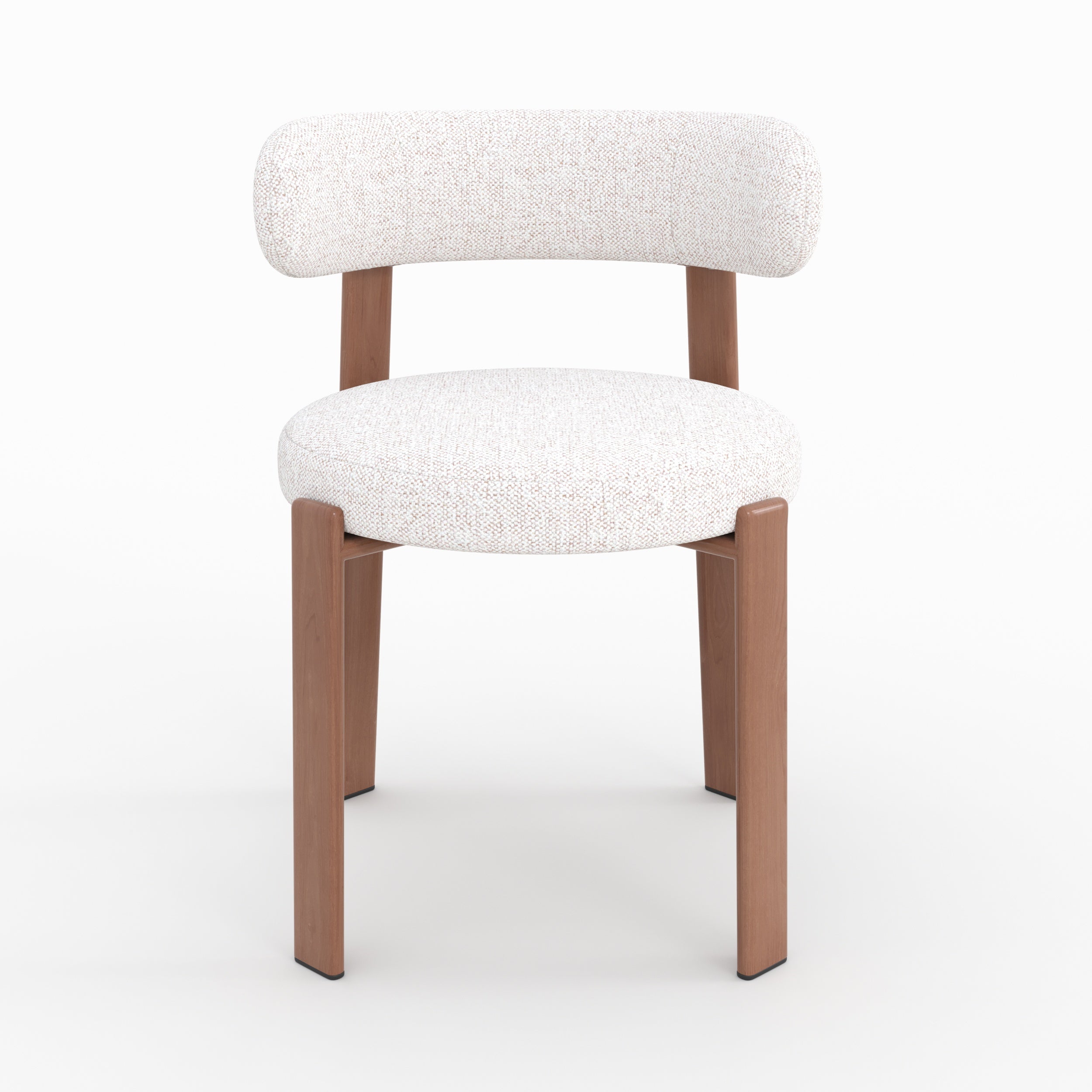 Lot de 2 chaises Aura en tissu texturé blanc cassé, pieds en métal effet bois