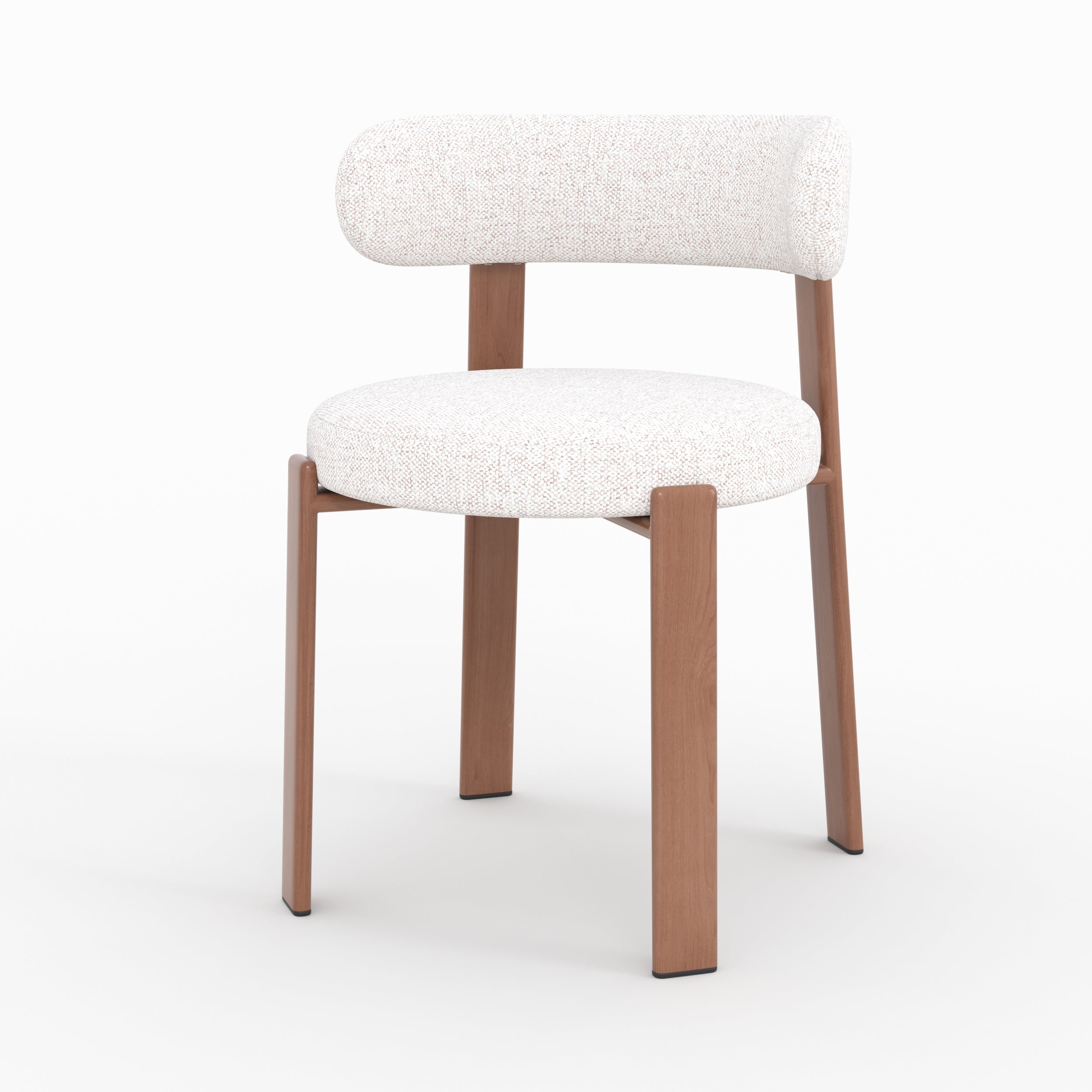 Lot de 2 chaises Aura en tissu texturé blanc cassé, pieds en métal effet bois