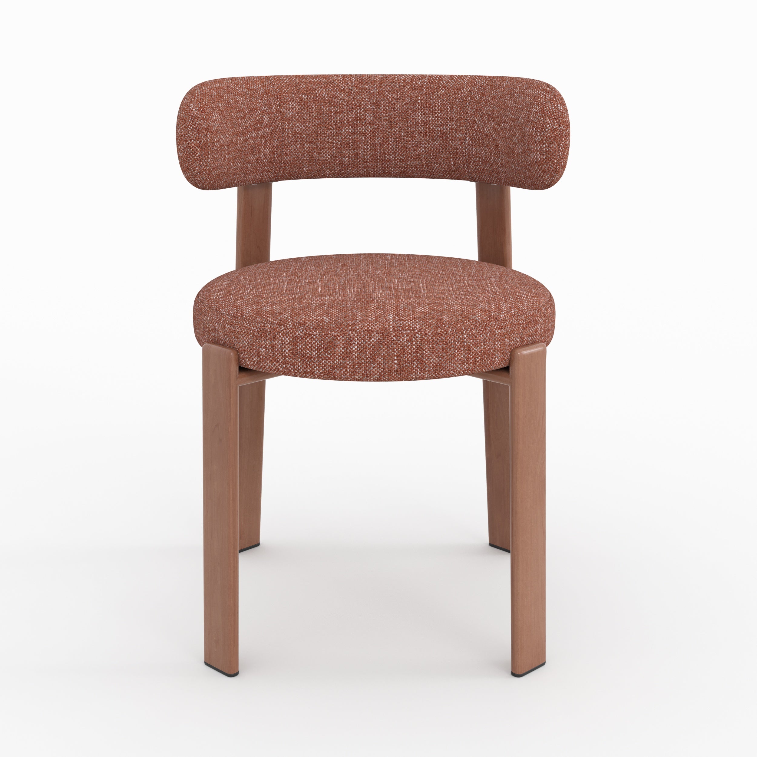 Lot de 2 chaises Aura en tissu texturé brun canelle, pieds en métal effet bois