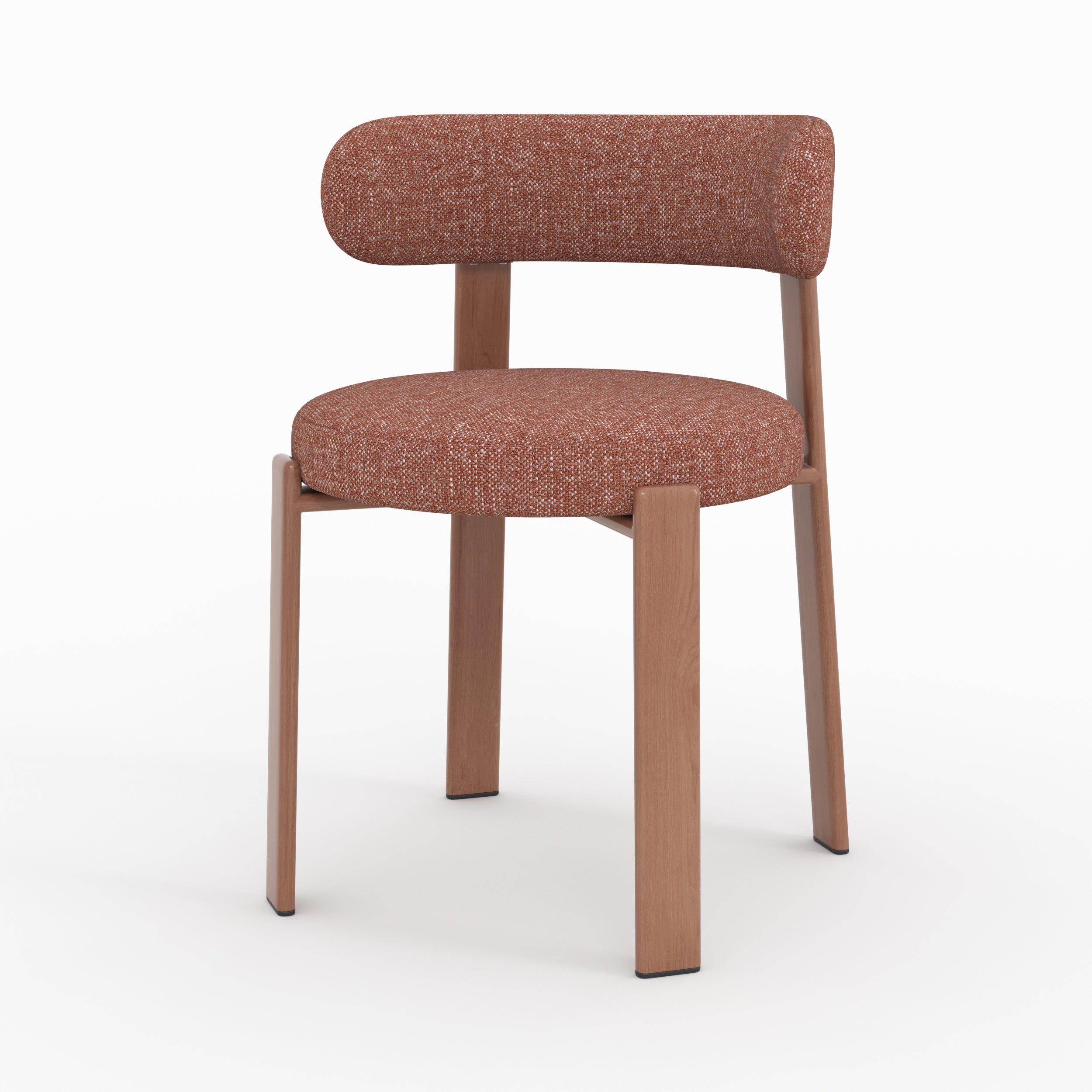 Lot de 2 chaises Aura en tissu texturé brun canelle, pieds en métal effet bois